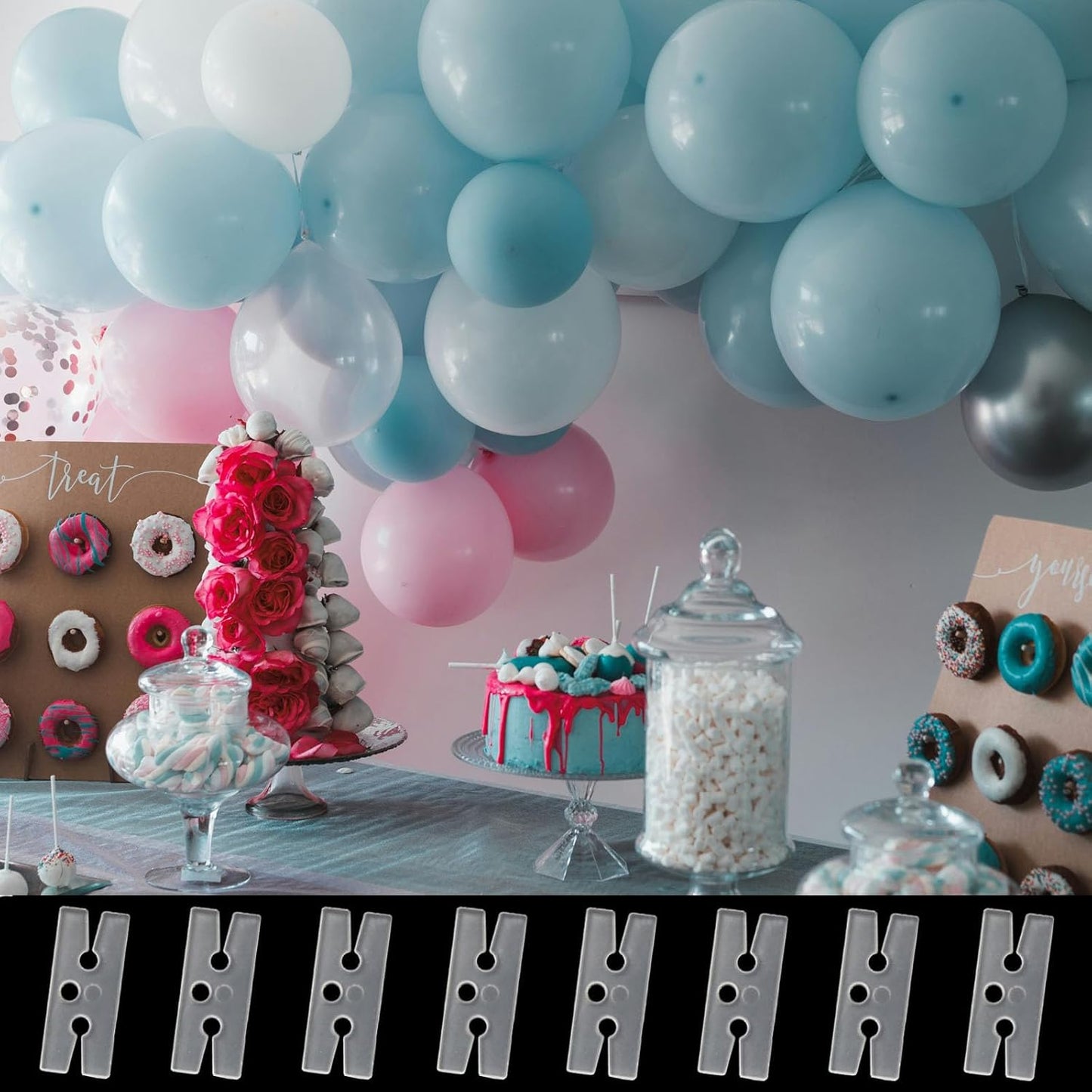 200pcs Plastic Balloon Clips Ties for Sealing H Shape Bulk Balloon Ties Clips Tool for Birthday Wedding Baby Shower Party Decorations