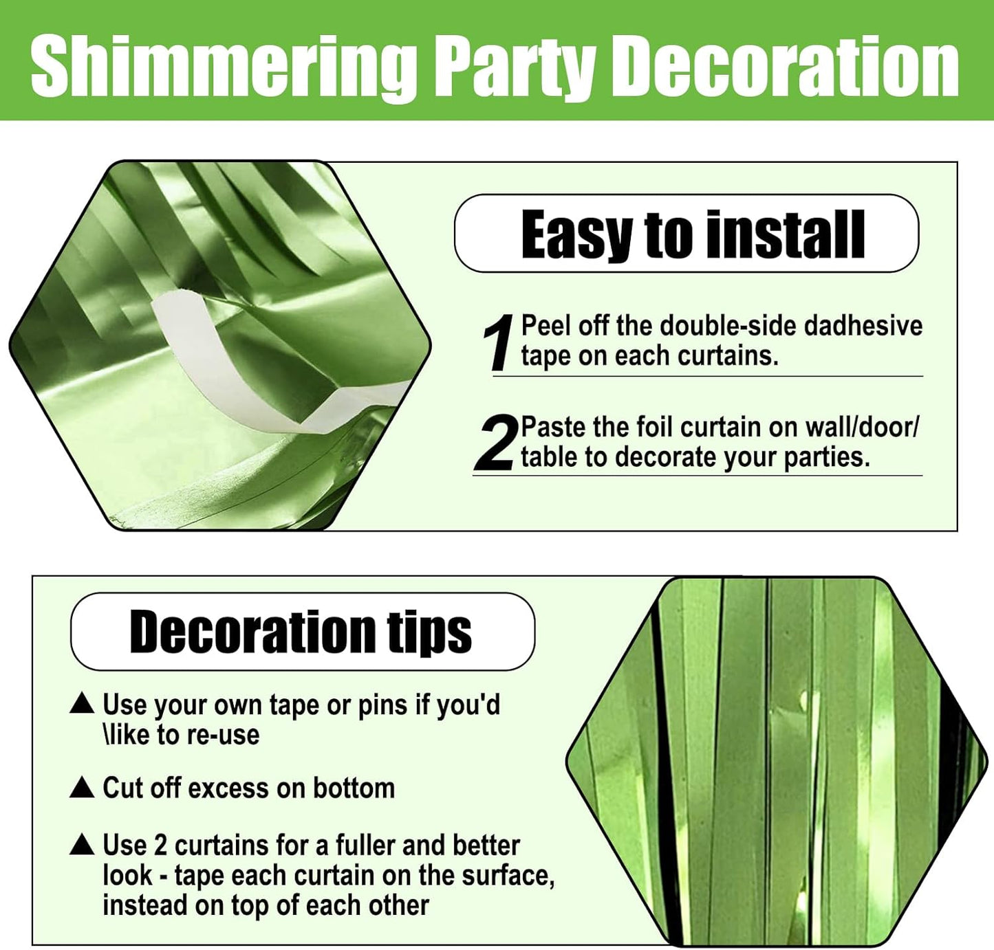 3 Pack Light Purple Foil Fringe Curtain Backdrop, 3.28Ft x 8.2Ft Metallic Tinsel Foil Fringe Streamer Curtains for Photo Booth, Christmas Day, Thanksgiving, Wedding, New Year Party Decorations