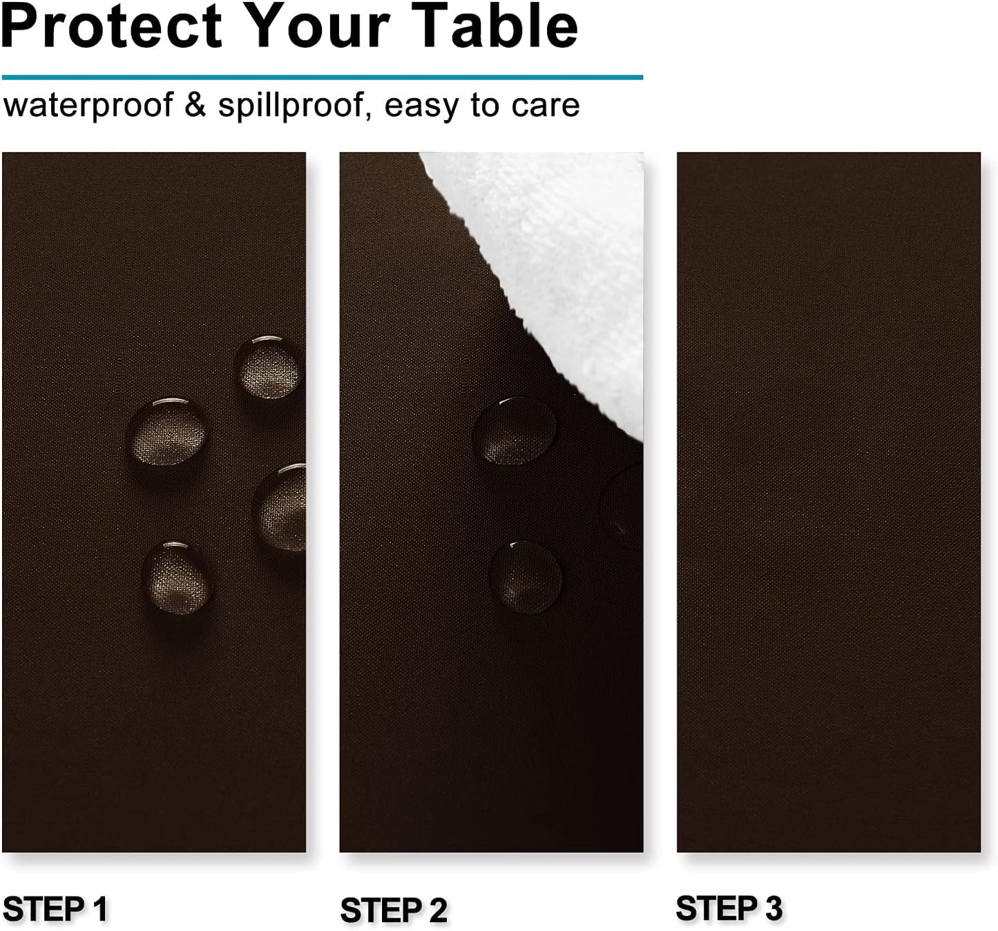 Hiasan Waterproof Tablecloth Rectangle - Washable Fabric Table Cloth for Dining Room Kitchen Birthday Party and Outdoor Use, Chocolate, 70 x 120 Inch