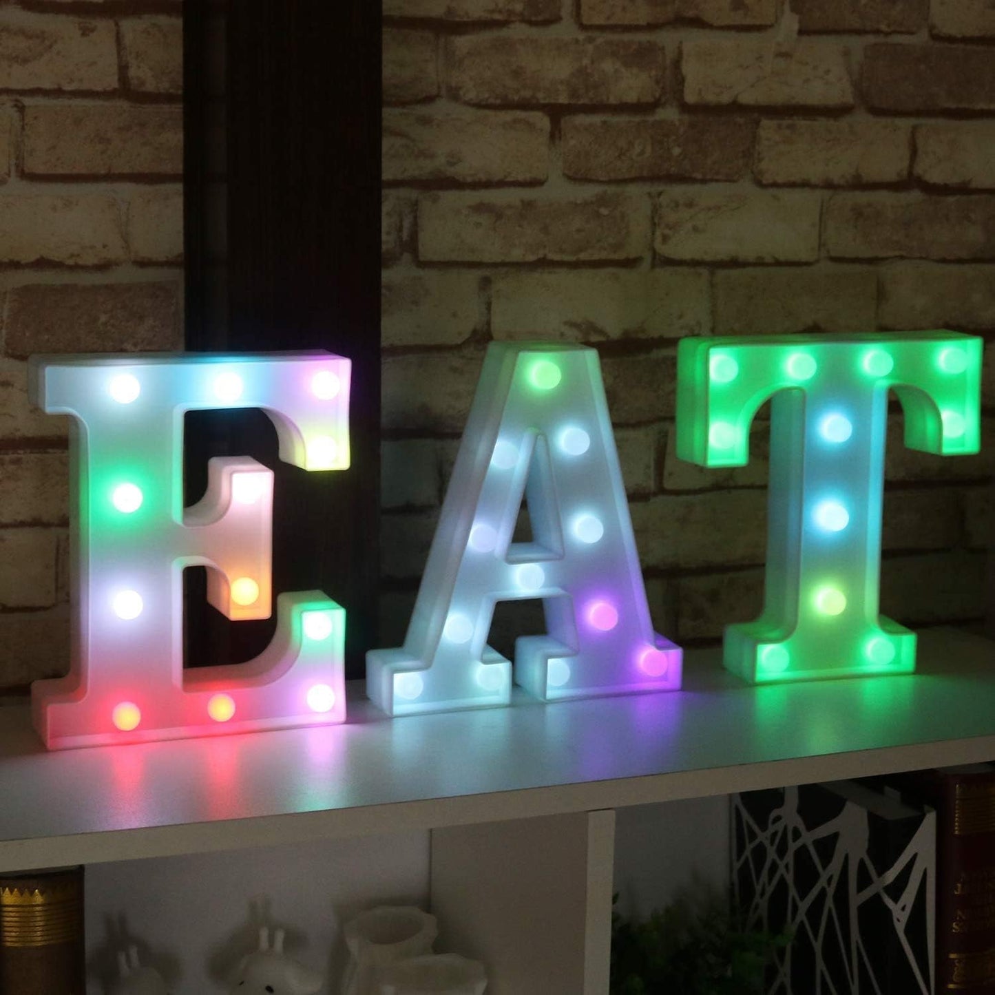 Pooqla Colorful LED Marquee Letter Lights with Remote – Light Up Marquee Signs – Party Bar Letters with Lights Decorations for The Home - Multicolor N