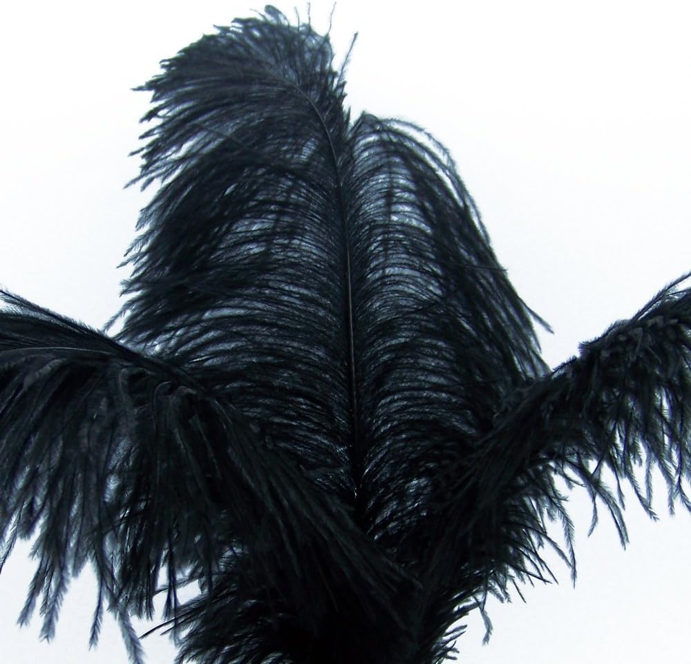 KOLIGHT 40pcs 12''~14''(30~35cm) Natural Ostrich Feathers for DIY Home Wedding Party Office Decoration (Black)
