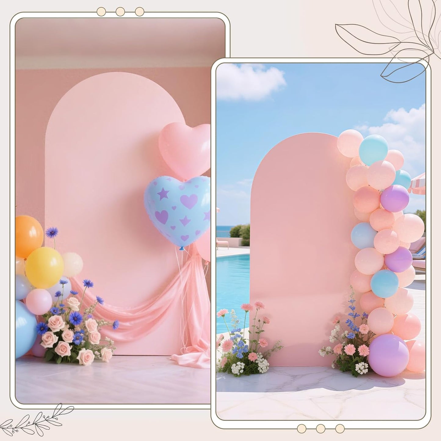 Ledido Wedding Arch Backdrop Cover 6FT Arch Covers Fitted Stretchy Spandex Round Top Stand Backdrop Cover for Wedding Banquet Ceremony Birthday Party Baby Shower Event Decoration,Pink