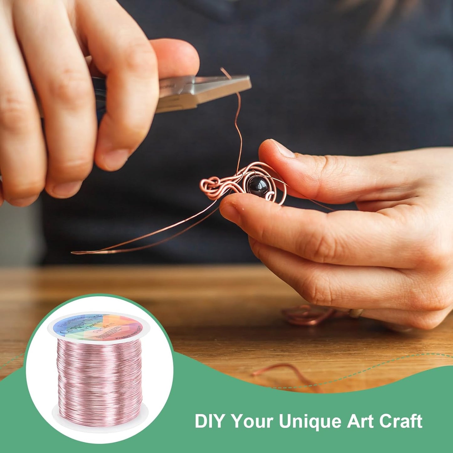 2-Rolls 0.4mm Jewelry Wire, 26 Gauge 328FT Craft Wire Copper Beading Wire for Jewelry Making/Planting/Weaving/DIY Crafting, Soft Metal Wires [100M, Rose Golden]