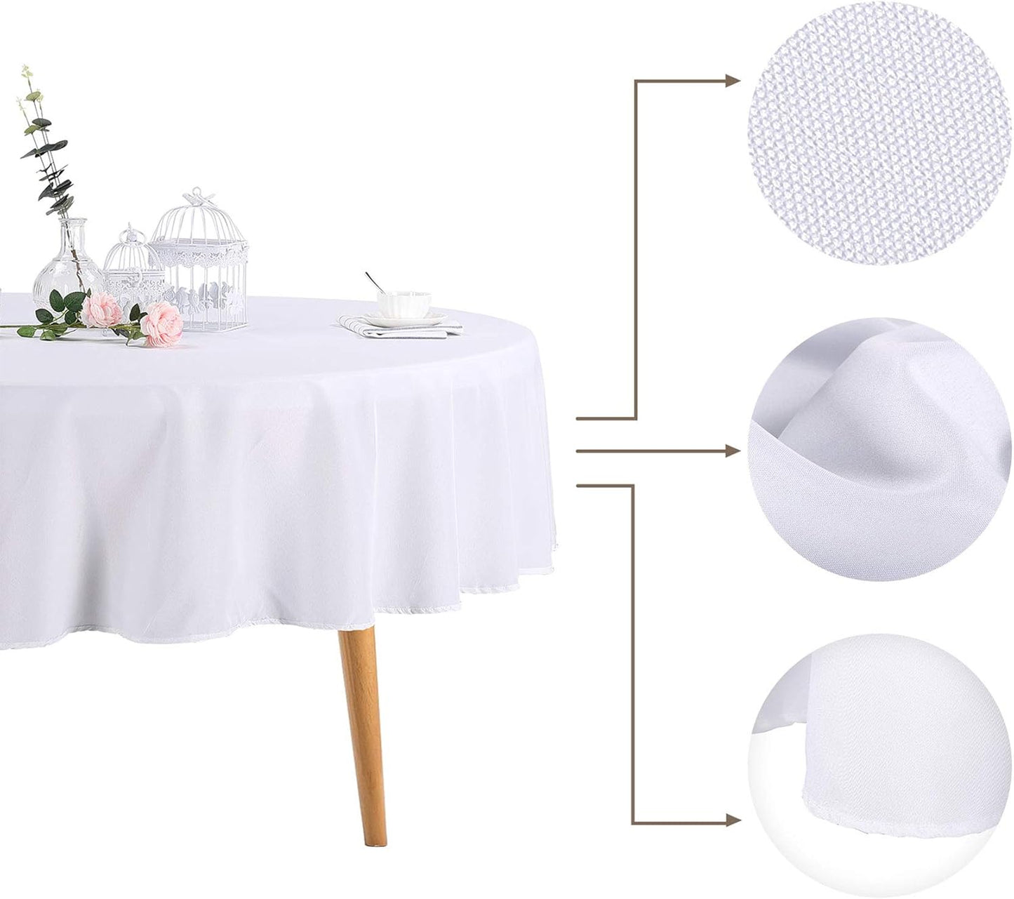Ascoza 2pack 108 Inch White Round Tablecloth in Polyester Fabric for Wedding/Banquet/Restaurant/Parties