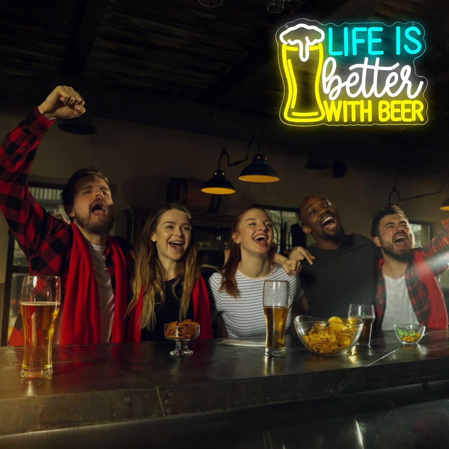 Beer Neon Sign for Wall Decor Bar LED Sign Beer Neon Light for Man Cave Bedroom Home Bar Shop Pub Bistro Party Hotel Game Room Decor Birthday Gifts for Man USB Powered Size14.1 * 10.2inches(JTD293)