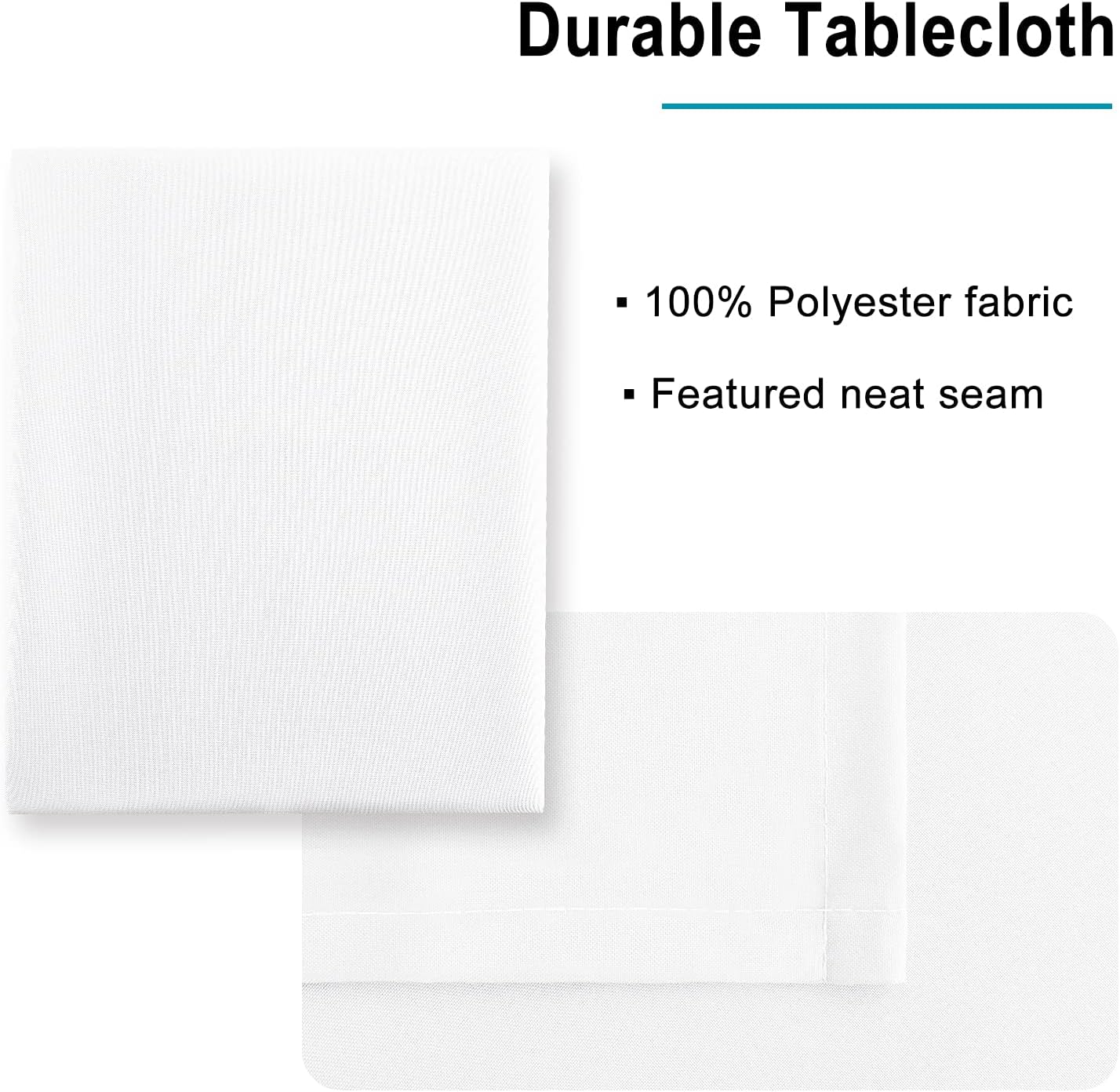 Hiasan White Square Tablecloth - Waterproof and Spillproof Washable Fabric Table Cloth for Dining Room Kitchen, 60 x 60 Inch