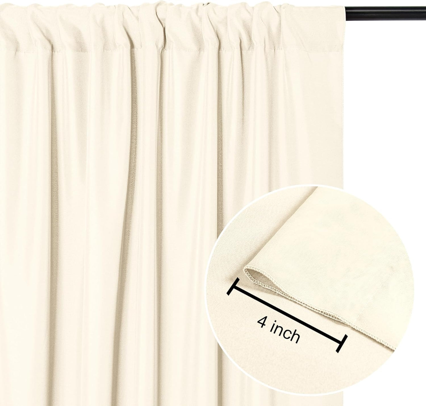 DWCN 10x8 FT Champagne Backdrop Curtains for Parties, Photography Backdrop Drapes with Rod Pockets for Wedding Decorations Stage Birthday Family Gatherings, 2 Panels 5ft x 8ft