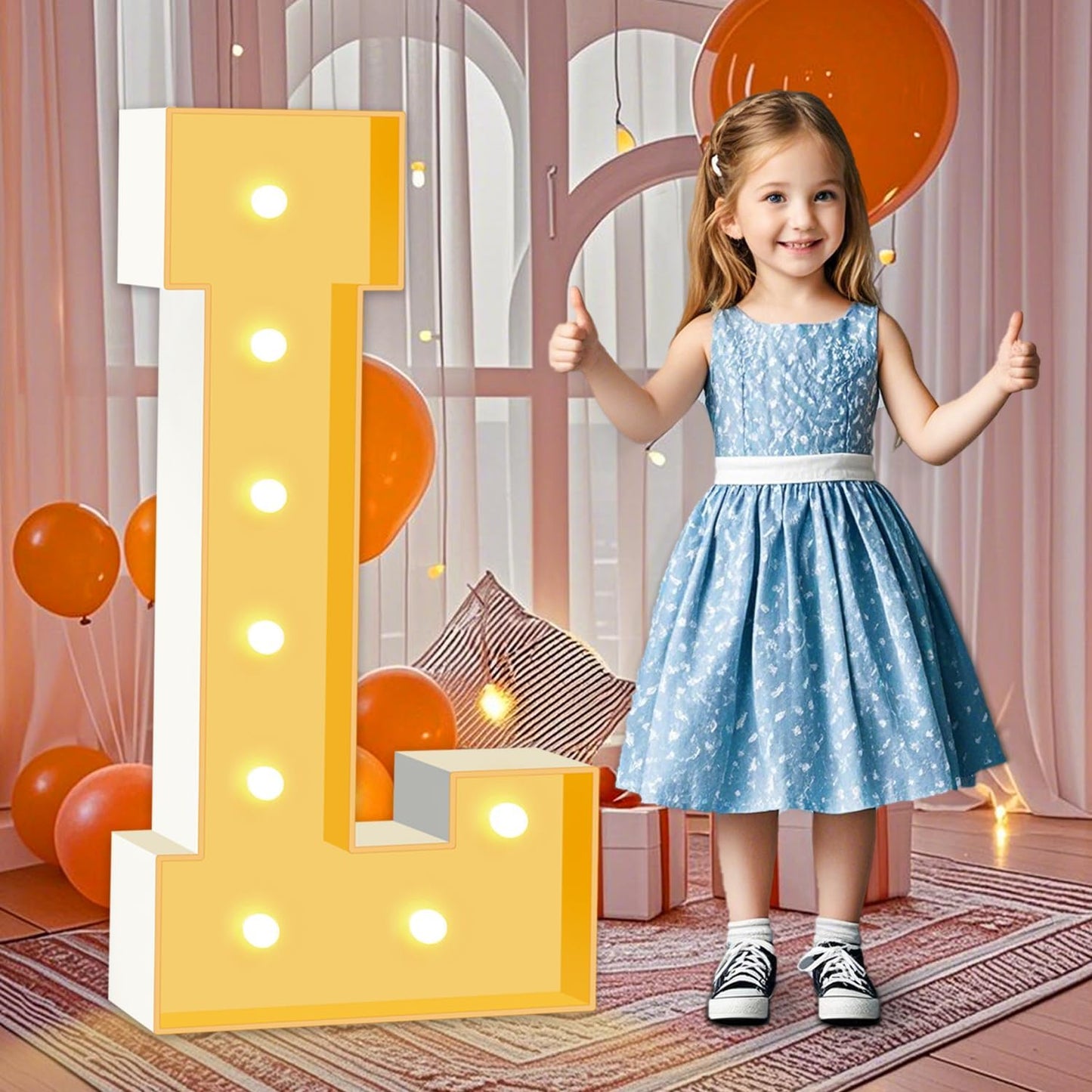 3FT Marquee Light Up Letters L, Marquee Letters for Birthday Baby Shower Wedding Decorations, Light Up Letter for Engagement Party LOVE Decor Holiday Party Decorations