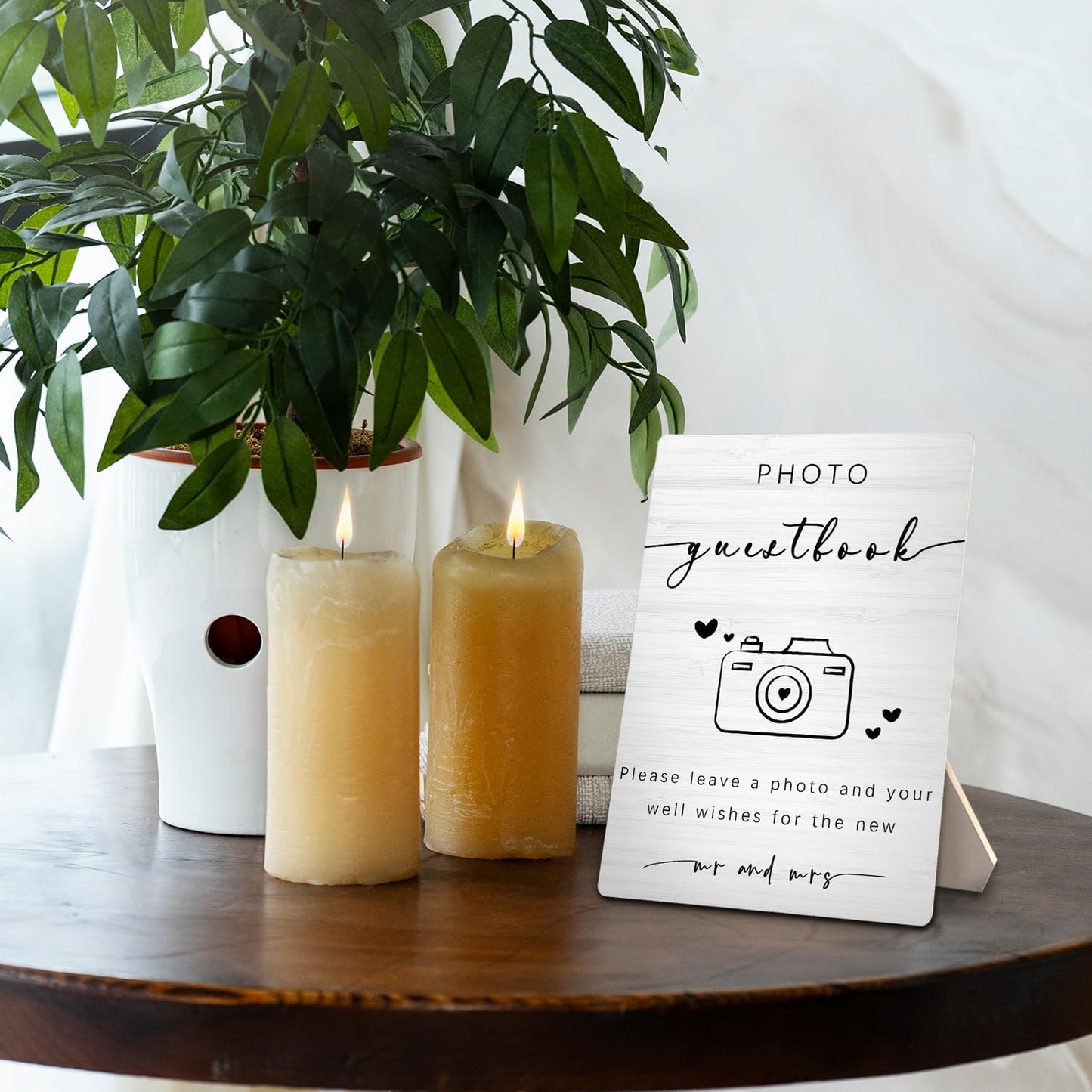 Wooden Photo Guest Book Stand 5x7inch - Wedding & Reception Decor - Gifts for Mr & Mrs