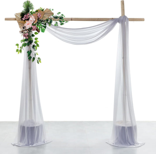 VDS Pack of 1 Panel (30 Inch X 30 Feet) Wedding Arch Draping Fabric Sheer Chiffon Fabric Drapery for Wedding Ceremony Reception Swag Backdrop Canopy Chuppah ARBO Altars Decoration (Cool Grey)