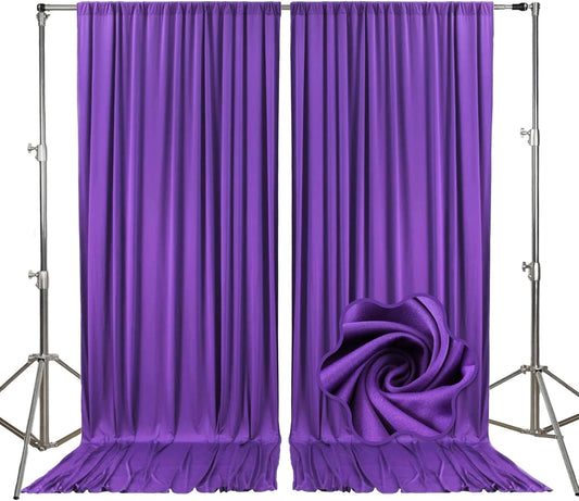 10ft x 10ft Purple Backdrop Curtains for Parties, Fabric Satin Background Curtain with Rod Pockets for Weddings, Birthday, Baby Shower, Photography, Graduation Party Backdrop Drapes, 2 Panels