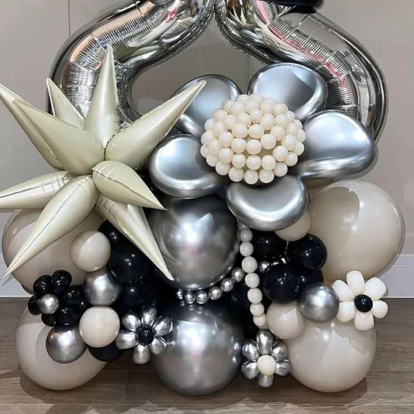 Cream Star Balloons 12pcs, 27/22 Inch Foil Beige Explosion Star Balloons, Large Spike Mylar Cone Nude Balloon, Boho Neutral Balloon Aesthetic Party for Baby Bridal Shower Wedding Birthday