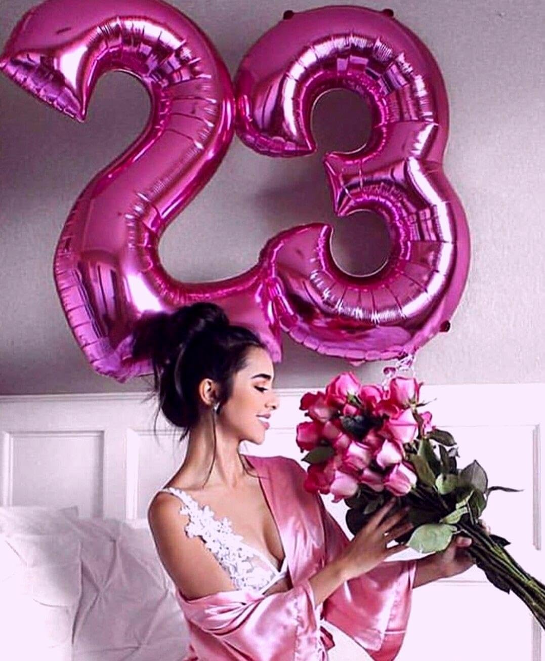Rosy Purple 40 Inch Big Number Balloon Birthday Decoration, Number 2 Helium Balloon 12 20 22 23 24 26 2026 New Years Celebration, Boy Girl Baby Anniversary Party Graduations Supplies Decorations