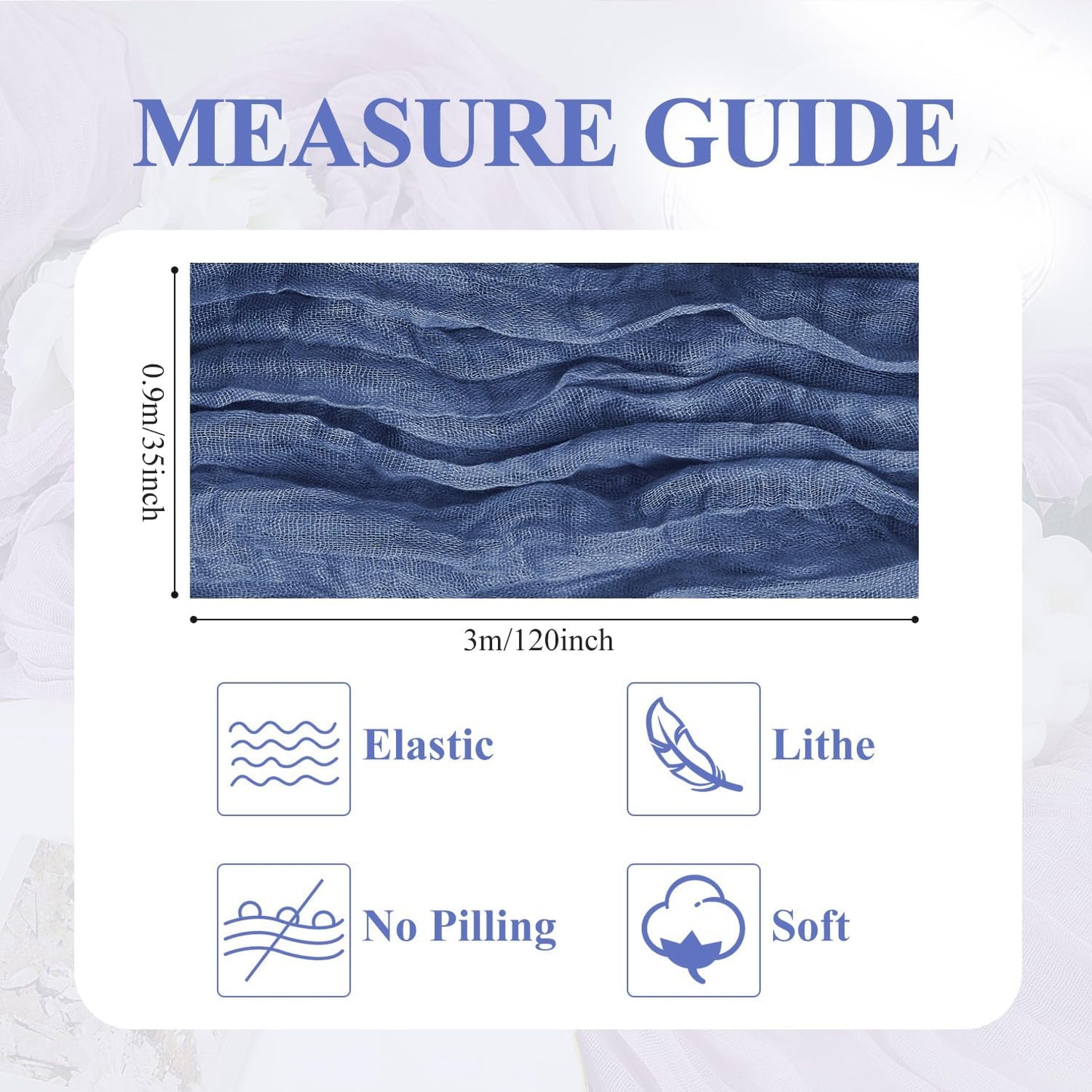 Asee'm 4pcs Cheesecloth Table Runner 120 Inches Long Blue Boho Gauze Cheese Cloth Runner 10FT Rustic Sheer Table Runners for Christmas Wedding Party Baby Shower Spring Easter Decoration