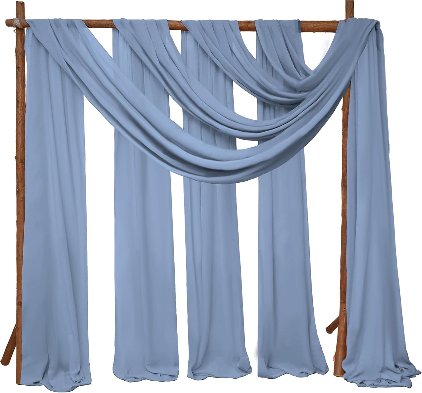 4 Panels Wedding Arch Draping Fabric 28" x 20Ft Wedding Arch Drapes Chiffon Fabric Drape Sheer Backdrop Curtain for Nuptials Party Ceremony Birthday Arbor Drapery Reception Ceiling Decor(Dusty Blue)