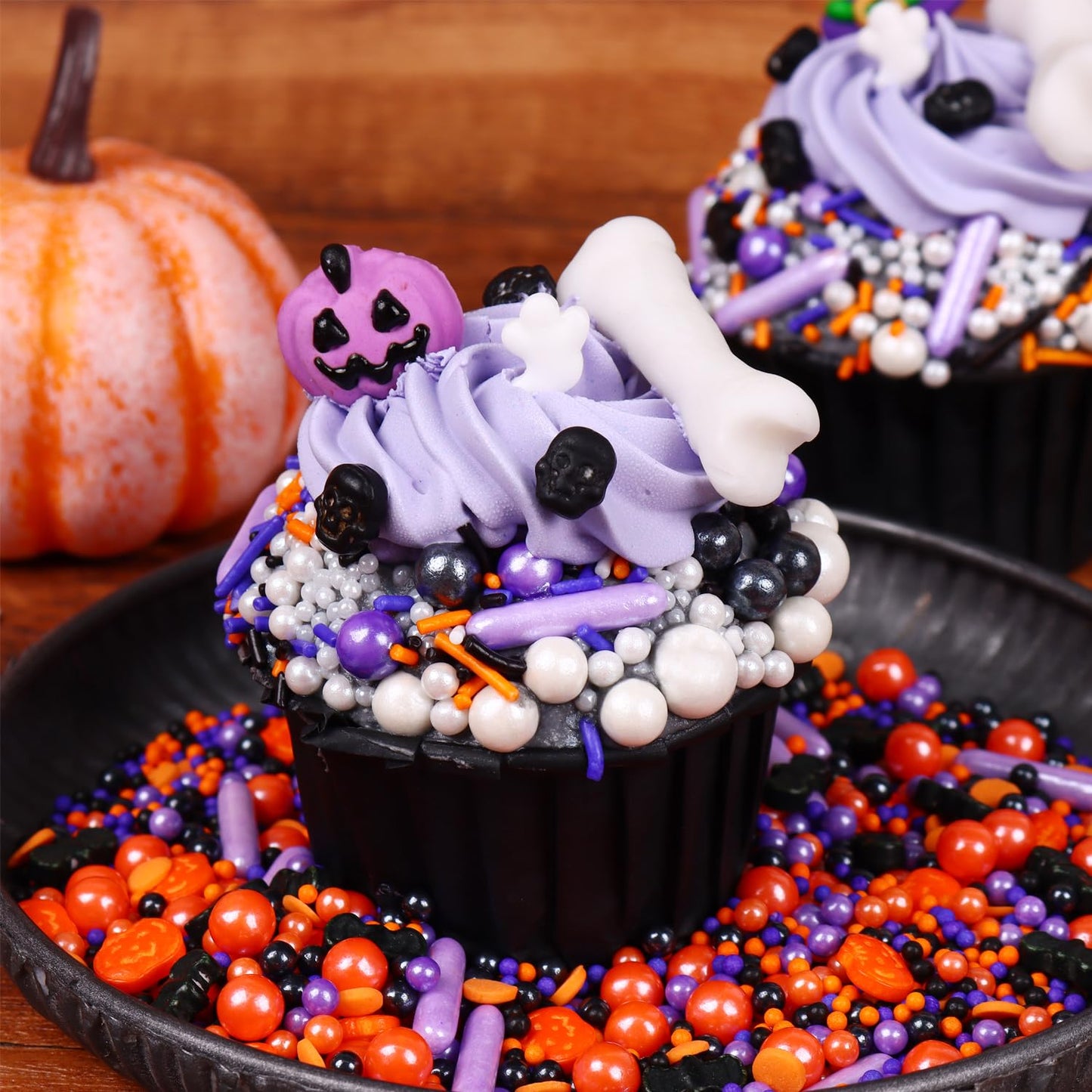 Edible Halloween Sprinkles for Cake Decorating 7ounce, Pumpkin Bats Sprinkles for Party, Sugar Pearl Sprinkles for Cupcake Toppers, Cookie, Ice Cream Decorations Celebrations