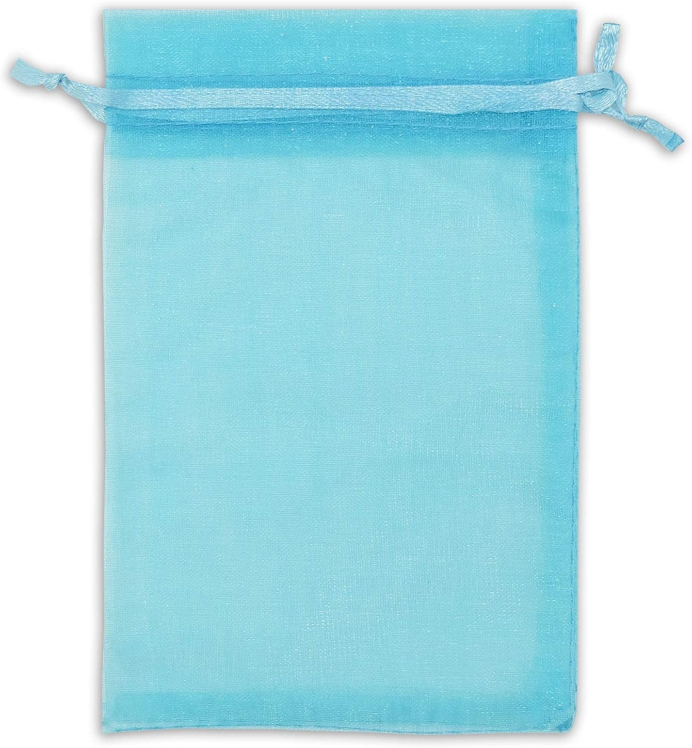 TheDisplayGuys 48-Pack 6x8 Turquoise Blue Sheer Organza Gift Bags with Drawstring, Goodie Bags for Jewelry, Candy Bags, Treat Bags, Wedding Favors Small Mesh Bags