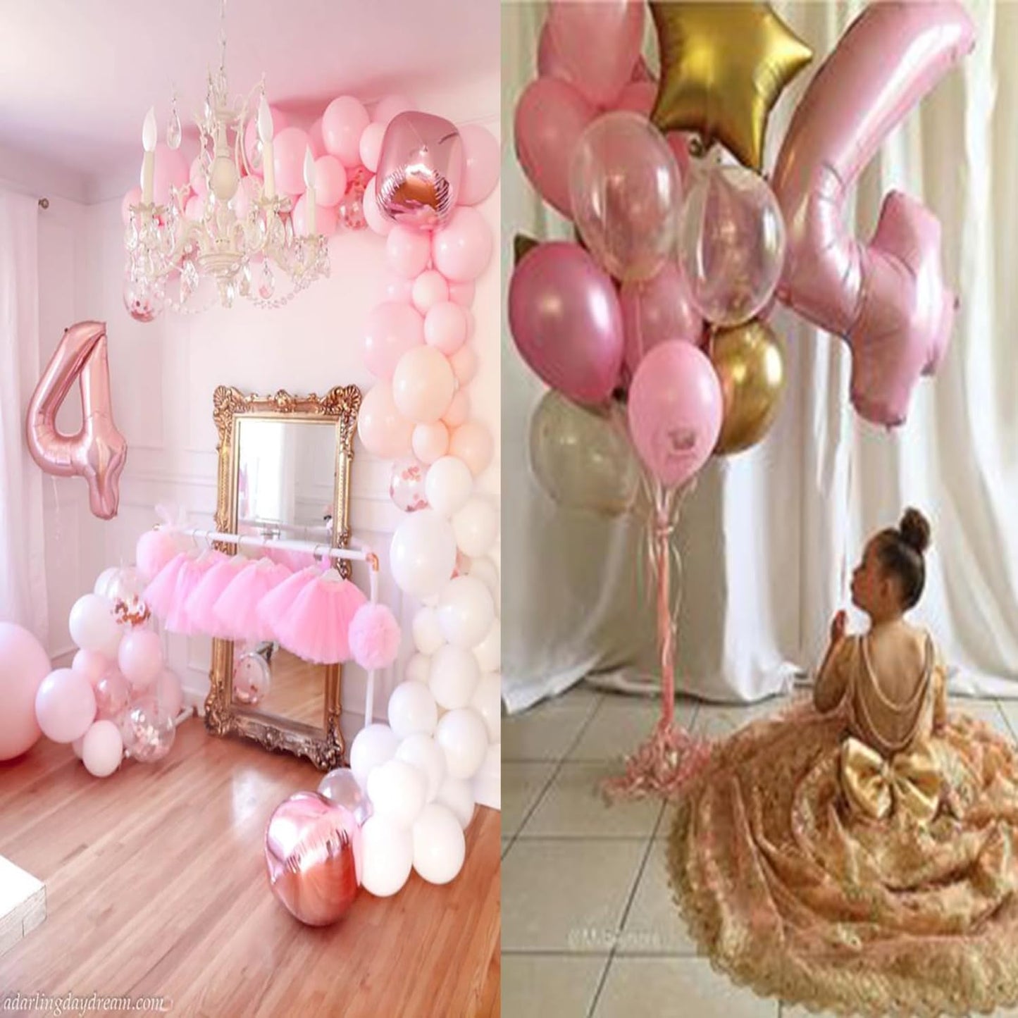 Light Pink 4 Number Balloons 40 Inch Big Foil Helium Number Balloons 0-9 Jumbo Happy 4th 40th Mylar Birthday Party Decorations for Girl Anniversary Graduation Princess Party Decoration