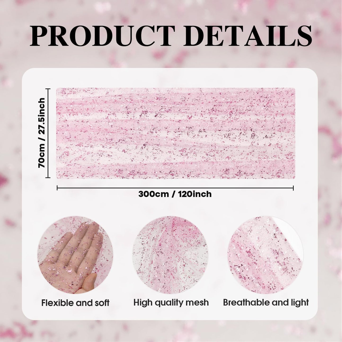 Artoid Mode Pink Gold Gauze Table Runner 120 Inch 10FT, Glitter Metallic Foil Sheer Dining Wedding Anniversary Holiday Table Decor for Home Party