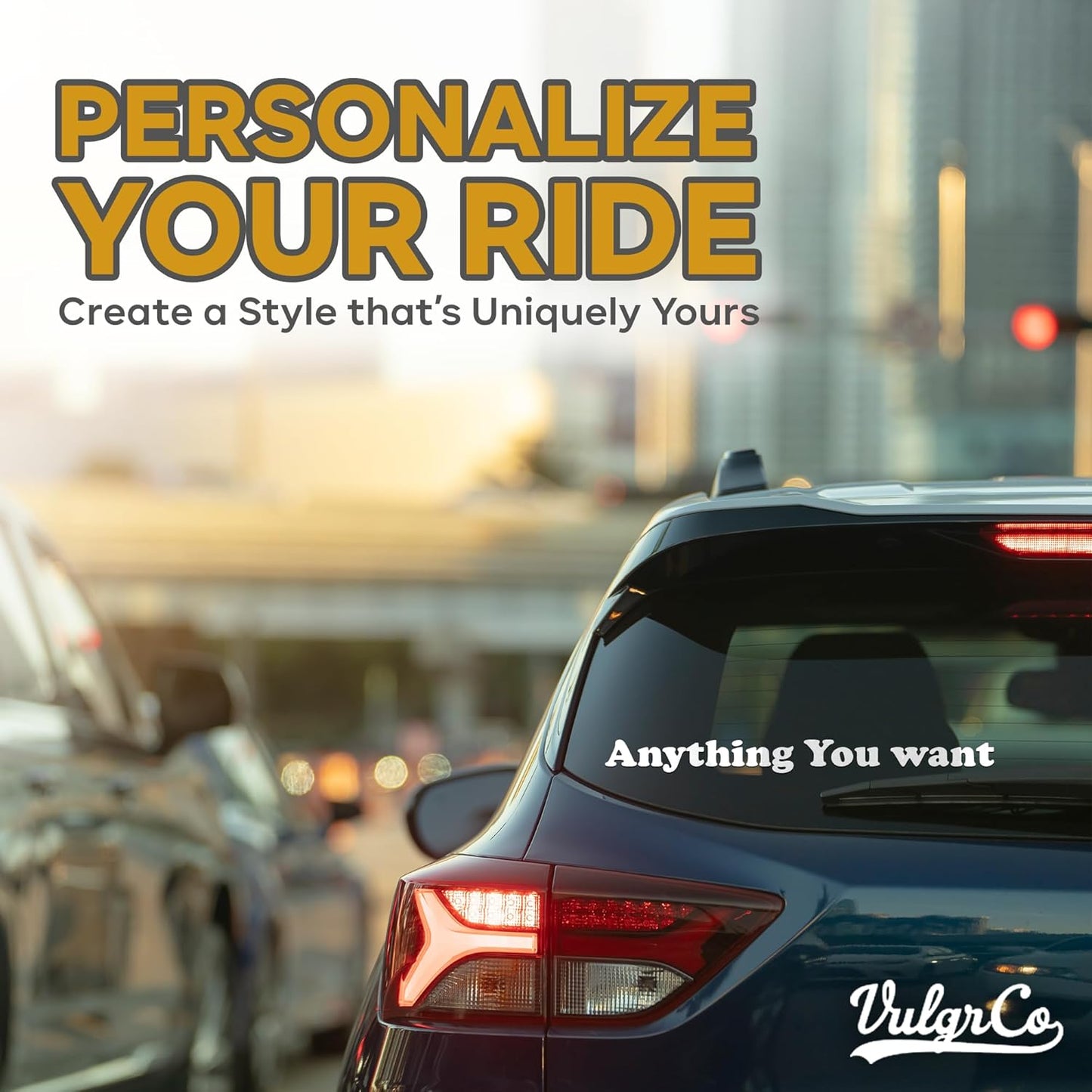 VulgrCo Custom Windshield Sticker, Create Your Own Custom Vinyl Decals for Cars, Long-Lasting Front Windshield Decals for Trucks, Fade Resistant & Weatherproof Windshield Stickers