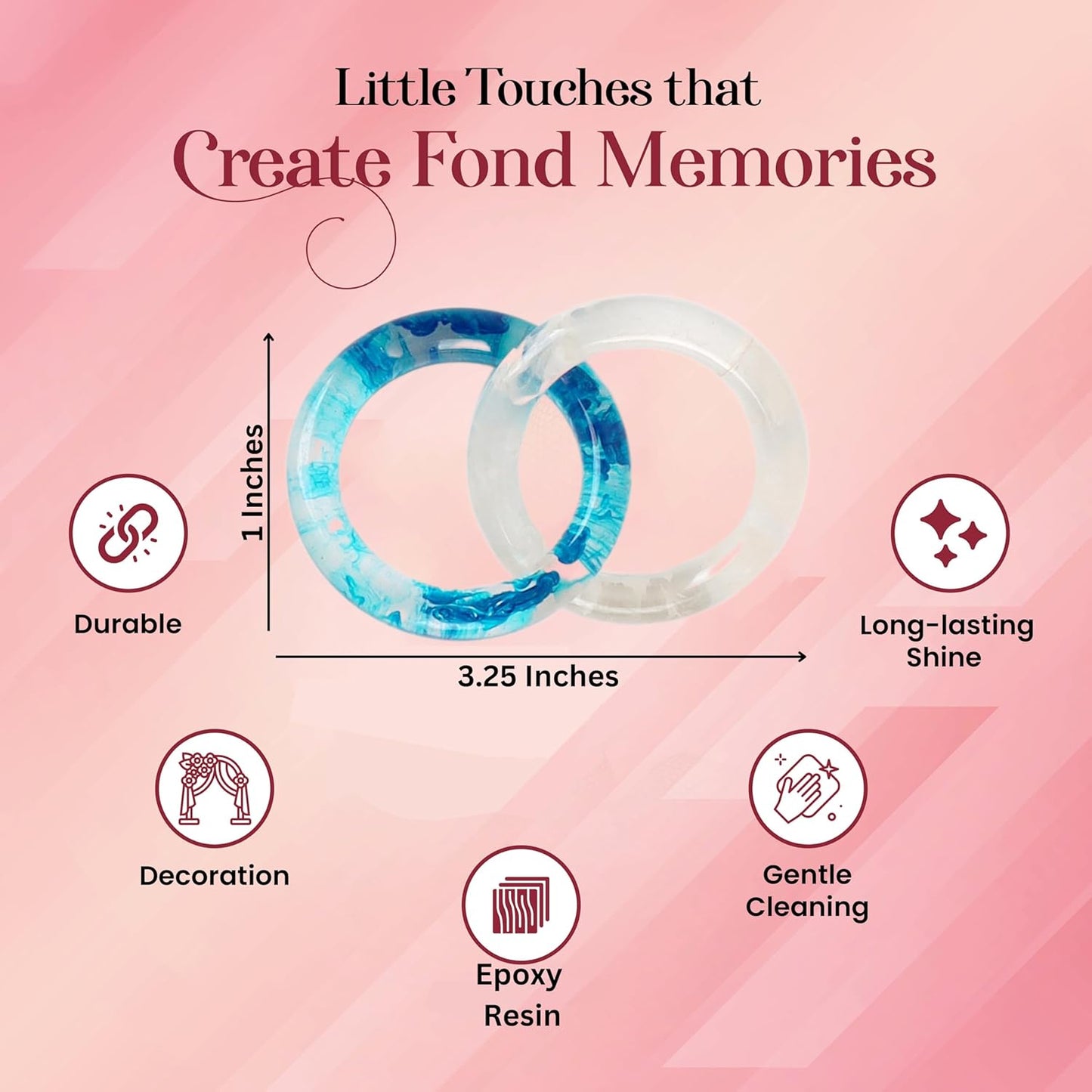 Set of 8 Epoxy Resin Napkin Ring - Interlocked Handmade Farmhouse Table Decor for Dining, Weddings, Holidays - Durable Elegant Napkin Holders for Special Occasion Blue Opaque - CLEENTABLE