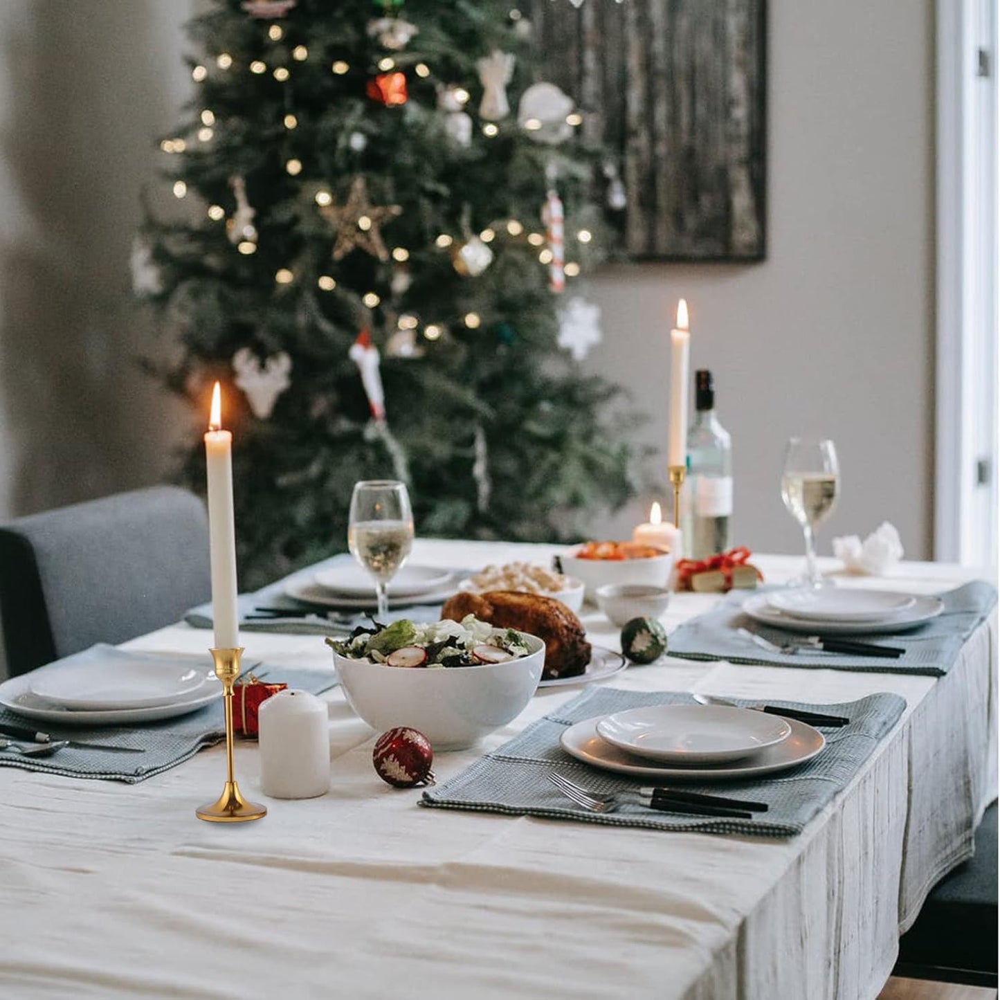 Candlestick Holders,Taper Candle Holder for Candlesticks Gold Brass Vintage Candle Stick Candle Holders Candelabra Candle Holder for Fireplace Party Dining Home