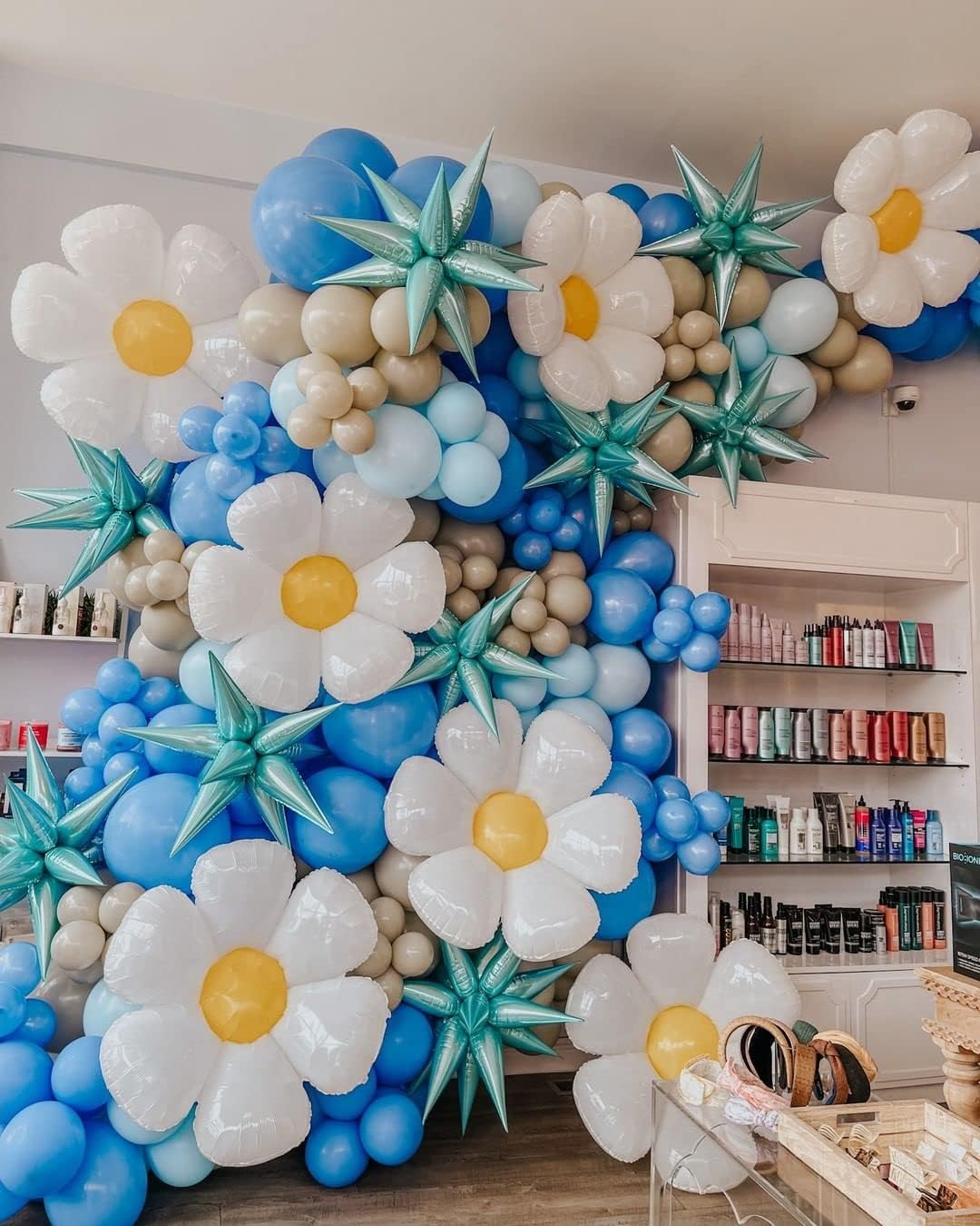 3pcs 26inch 3D Explosion Star foil balloon, Pearled Blue Foil Cone star burst Balloons for Birthday Wedding New Year Party Event