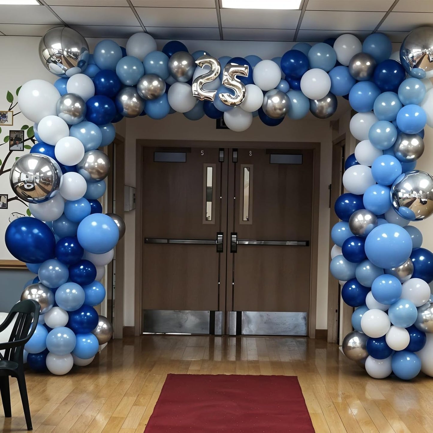 Soccer Balloons, 50pcs Metallic Blue Silver Balloons, White Pearl Navy Blue Balloon, Silver Confetti Balloon For Boys Men Birthday Baby Shower Soccer Football Theme Party Wedding Anniversary Decor