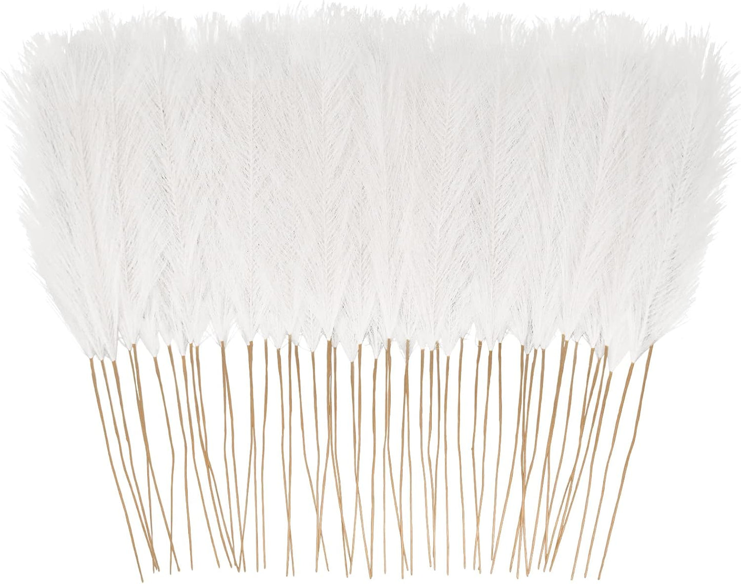 50pcs White Faux Pampas Grass Decor, 21.6" Short Artificial Pompous Grass Floral Fake Pompas Grass Branches Vase Filler Flower Arrangement for Home Wedding Boho Decor