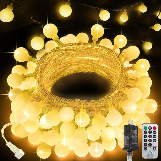 300LED Connectable String Lights Indoor Outdoor for Bedroom, 108ft Fairy Lights with Remote & Timer, Plug in 8 Modes Waterproof Globe Hanging Twinkle Light for Room Classroom Wedding Decor, Warm White