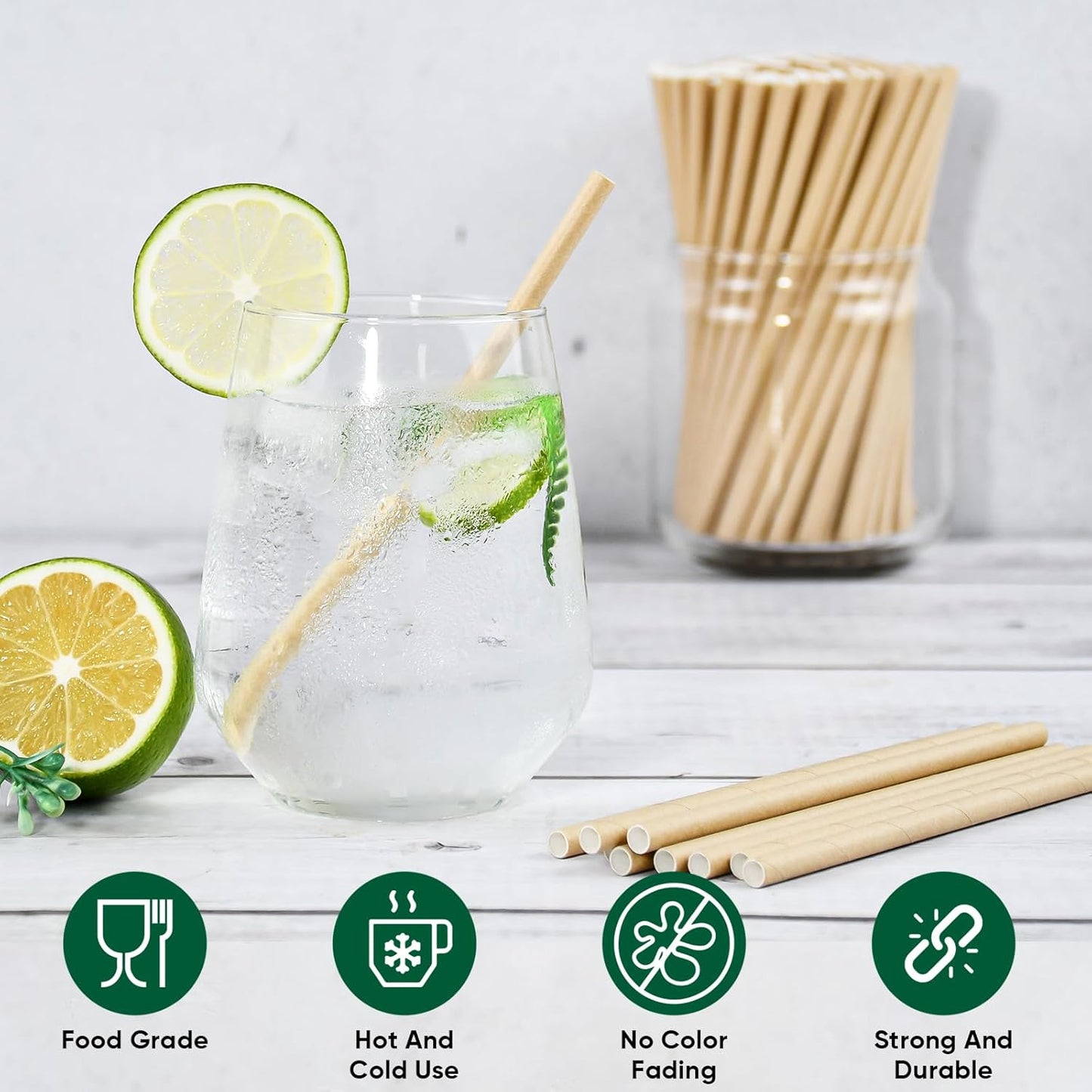 [500 Counts] Chunspak 5.75 inch Disposable Brown Kraft Short Paper Cocktail Straws & Stirring Straws - for Home, Bars and Restaurants