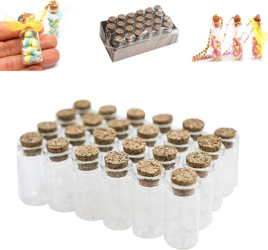 Super Z Outlet Mini Clear Glass Jars Bottles with Cork Stoppers for Arts & Crafts, Projects, Decoration, Party Favors - Size: 1-1/2" Tall X 3/4 Inches Diameter (24 Count)