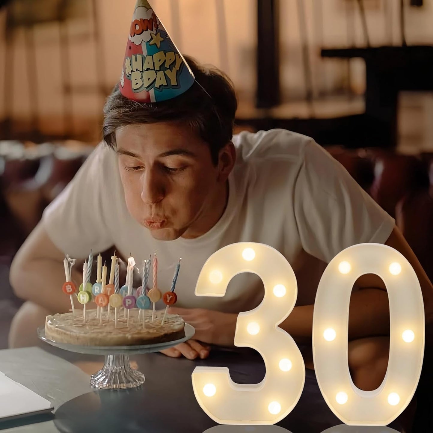 Decorative Led Light Up Numbers, 30th Birthday Decorations, Warm White Led Numbers Lights, Lighted Marquee Number Sign for Sweet 30th Party Decor