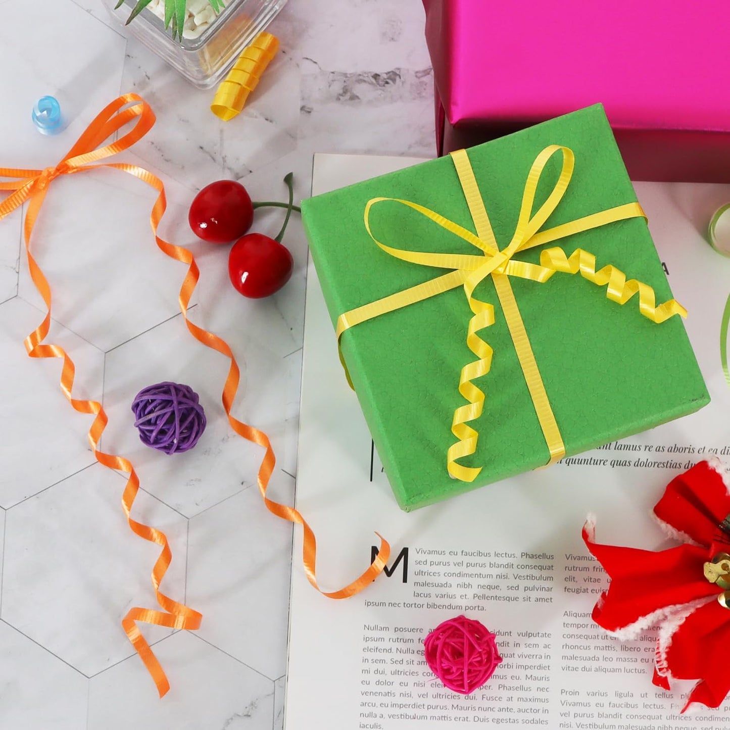 BEISHIDA 500 Yards Matte Yellow Curling Ribbon Balloon String Crimped Ribbons for Gift Wrapping Ribbon for Birthday Halloween Party Decoration Festival Art Craft Christmas Gift Wraps