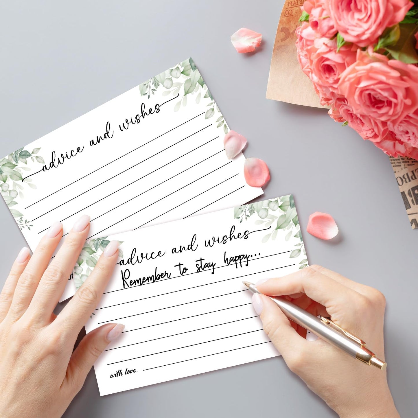 Green Left Advice and Wishes Cards for the New Mr and Mrs, Wedding, Bridal Shower, Baby Shower, Graduation, Party Decorations, 25 PCS 4x6 Inches Card-006