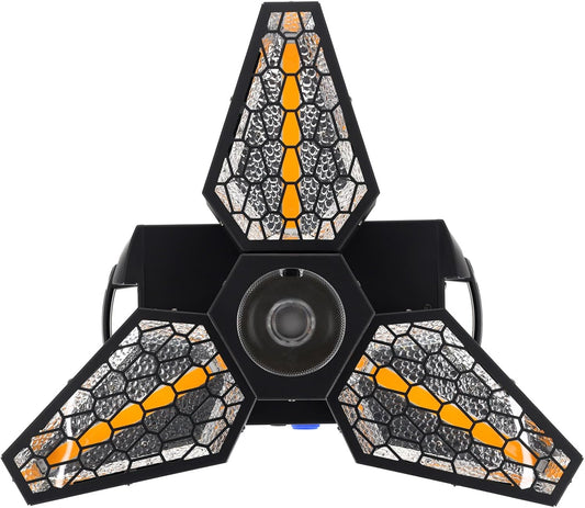 Rockville Leaf Spinner 250W 3-in-1 Rotating DJ Stage Light with Retro Amber RGBW LEDs and 26-Channel DMX Control