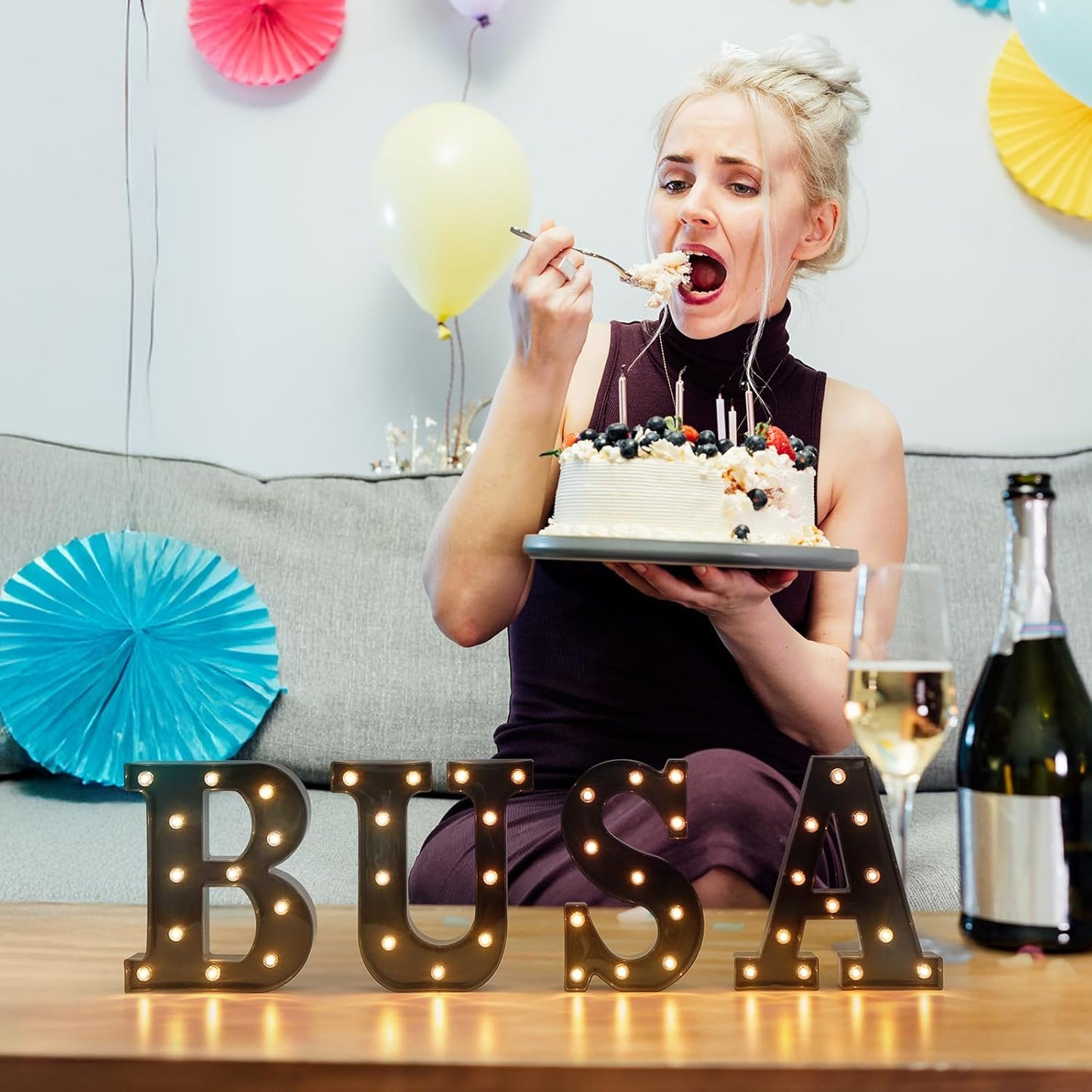 Foaky Black LED Letter Lights for Room Decor - Bedroom Wall Decor, Alphabet Lights for Home, Wedding, Party - Battery Operated （J）