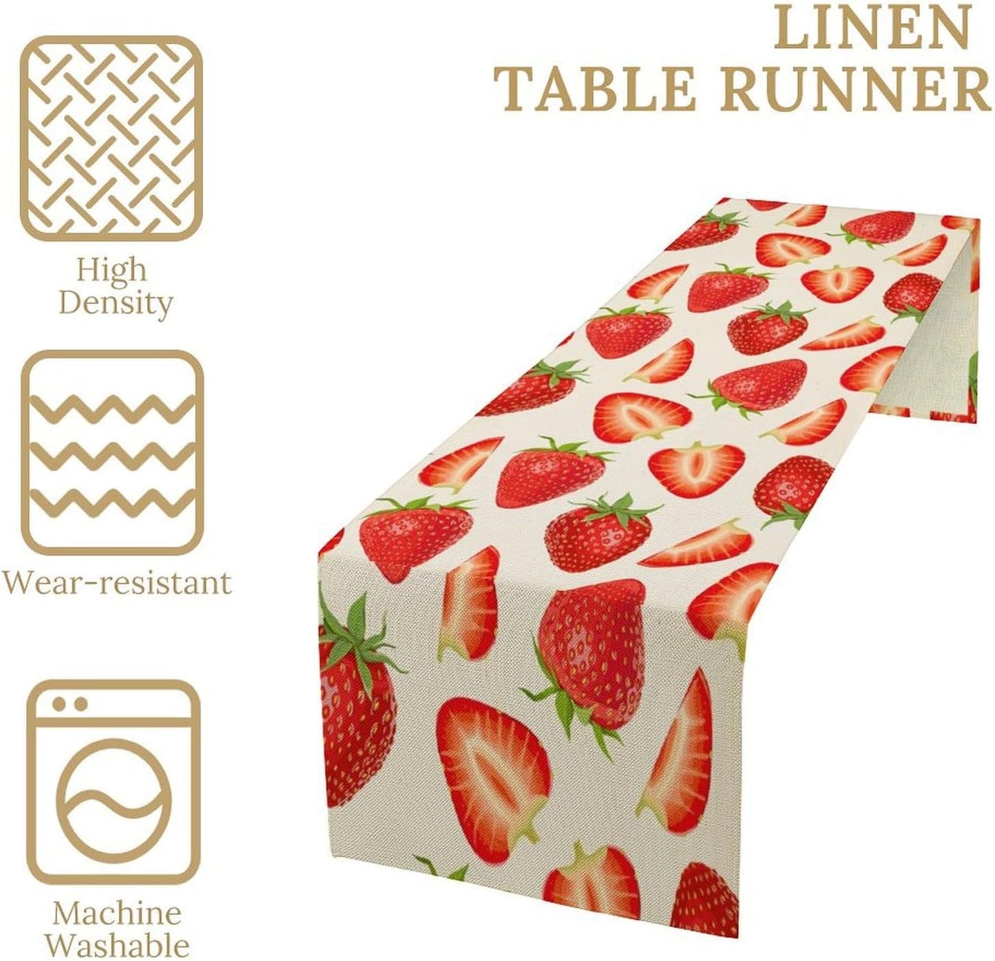 Strawberry Table Runner Spring Summer Wild Berry Fruit Theme Dinner Runner for Girl Baby Shower Party Holiday Home Kitchen Dining Table Decor 13x90
