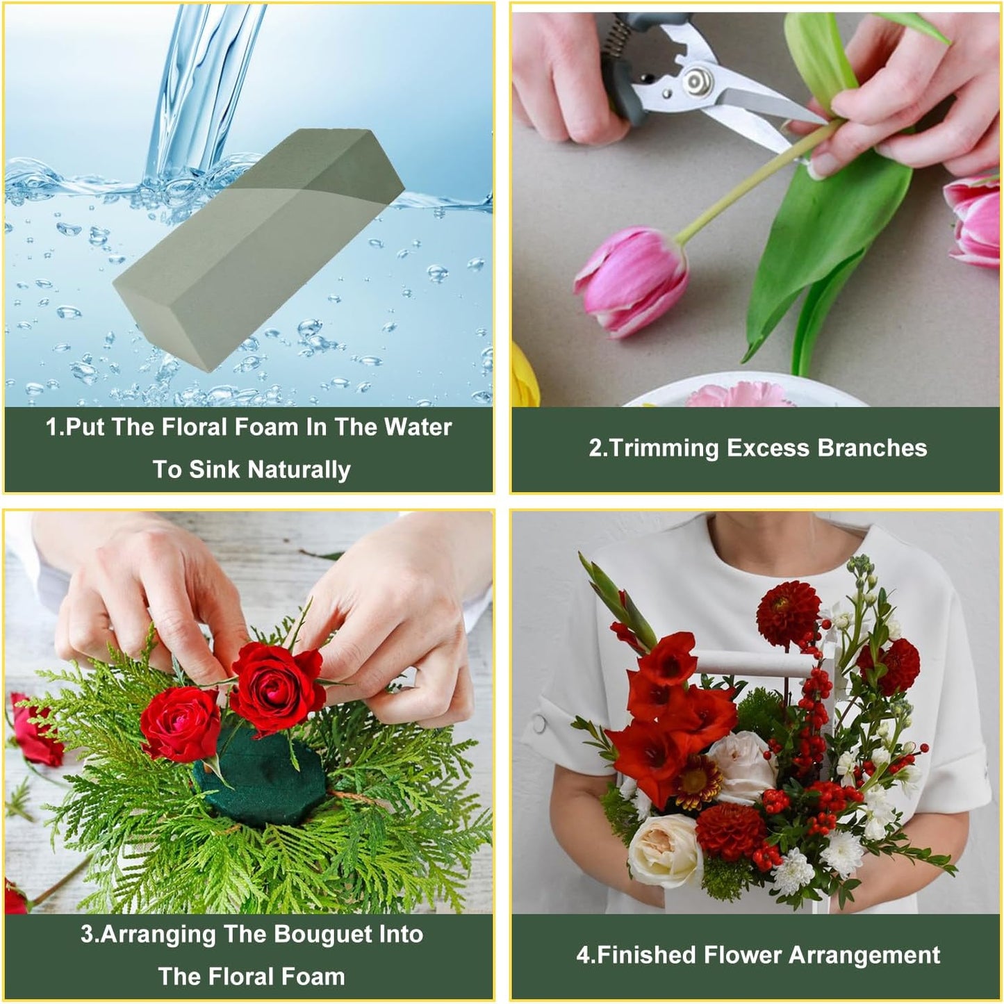 KUKLIPJIM 10 Packs Floral Foam Blocks, Dry and Wet Green Floral Foam for Fresh and Artificial Flowers, Perfect for Wedding, Birthdays, Home, Office, and Garden Decorations(7.8 * 3.54 * 2.4Inch)