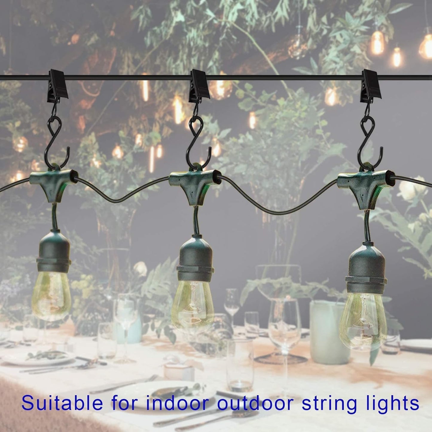 Stainless Steel S Hooks Curtain Clips, 50 Pack Hanging Party Lights Clips Hangers Gutter Photo, Art Craft Display, 2.4 Inch Long, Black