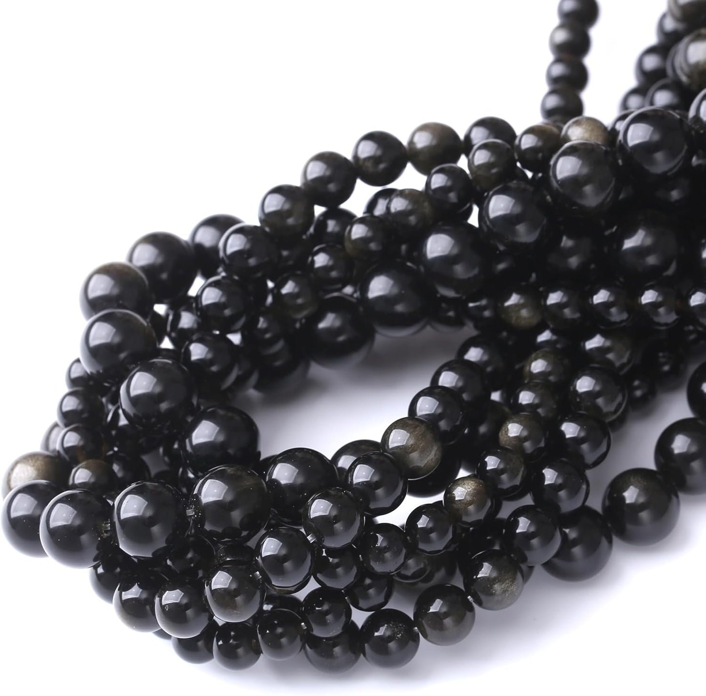 Gold Obsidian Stone Beads for Jewelry Making DIY Craft Gemstone Beads Kit (12mm, 30pcs) Cosmic Crystal Pebbles for Bracelets, Necklaces, Home Decor