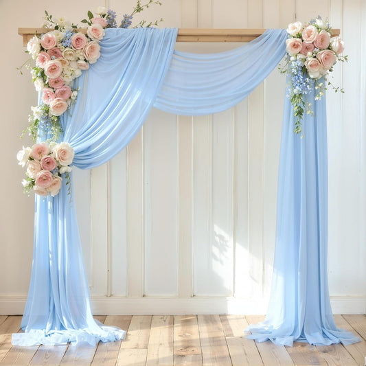 Wedding Arch Draping Fabric, 1 Panel 18FT Baby Blue Sheer Backdrop Curtain Chiffon Fabric Drapes Arbor Drapery Wedding Ceremony Reception Swag Decorations