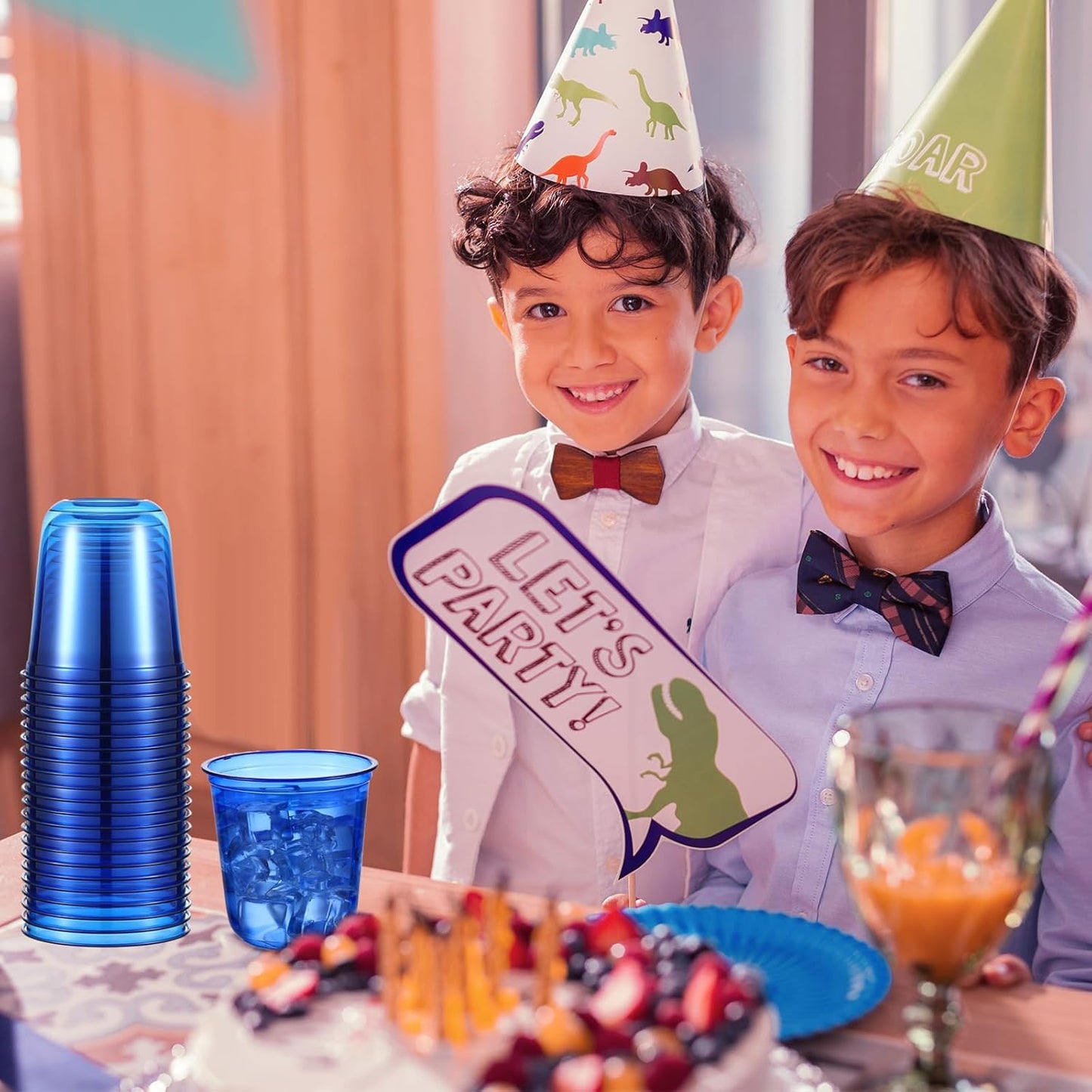 Disposable Stemless Glasses 12oz Crystal Plastic Wine Glasses Clear Classic Pet Cup for Meeting Weddings Birthdays Cocktail Christmas Party Supplies(Blue,50 Pcs)