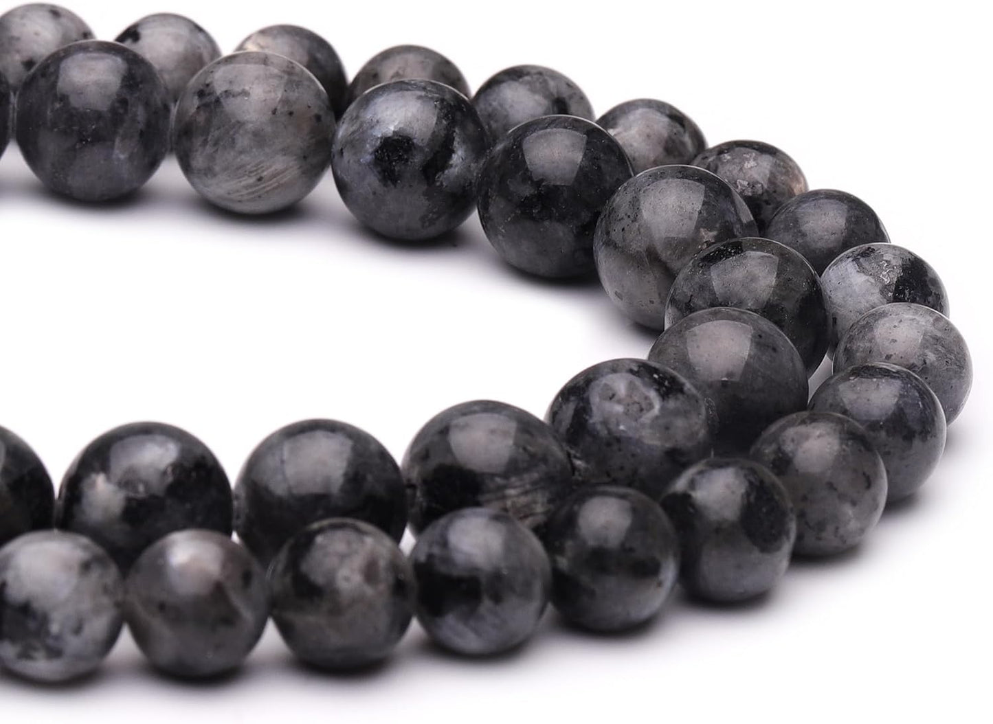 6mm Natural Stone Beads for Jewelry Making,Larvikite Labradorite Polished Smooth Round Gemstone Beads for Bracelet Necklace 15 Inch