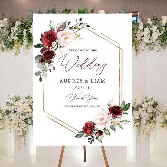 Personalized Welcome To Our Wedding Sign, Wedding Decorations, Flowers Wedding Sign #7, Vesion 7
