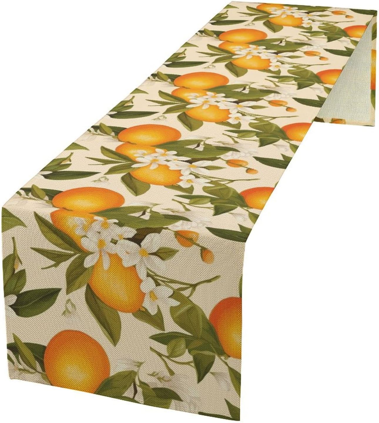 Vintage Orange Table Runner Spring Summer Orange Mandarin Floral Dinner Runner for Farmhouse Party Holiday Home Kitchen Dining Table Decor 13x60