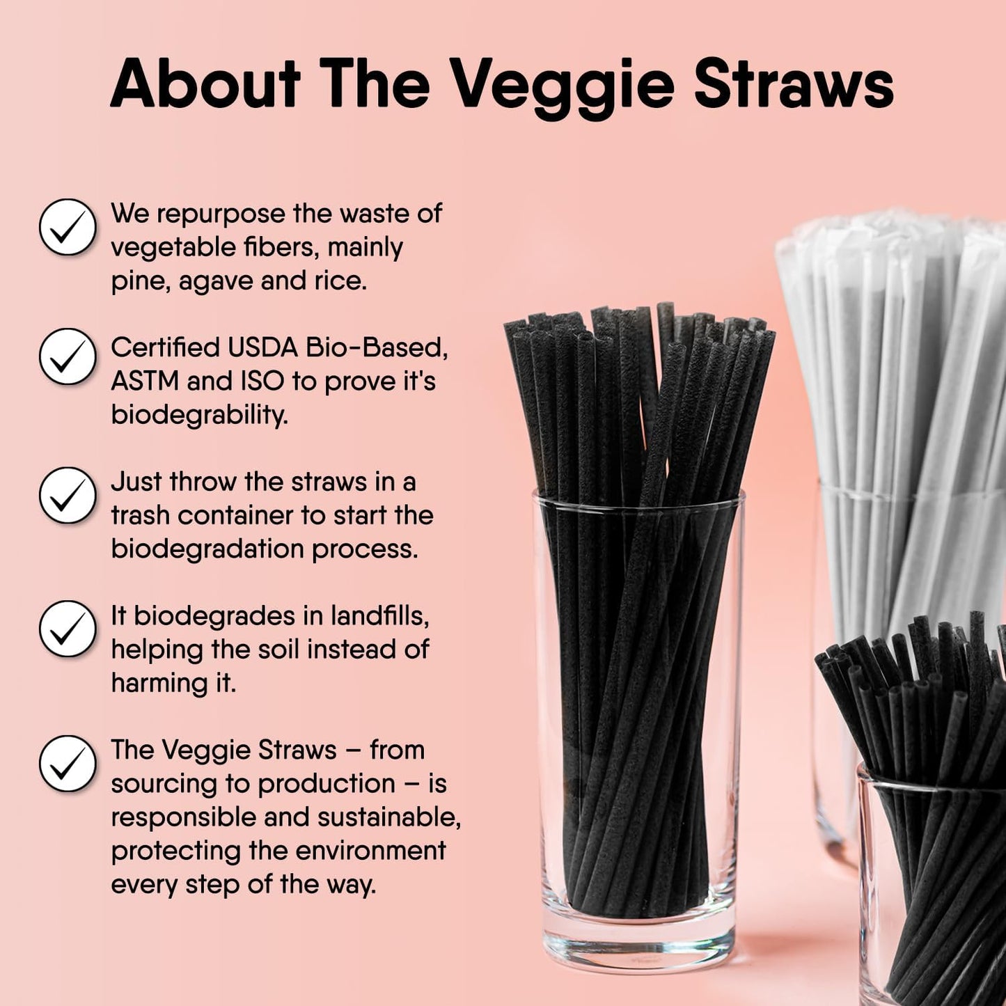 – 450 PCS of 4.75 Inches Unwrapped Black Biodegradable Drink Stirrers – Made of Vegetable Fibers, Best Cocktail Stirrers for Drinks of All Kinds