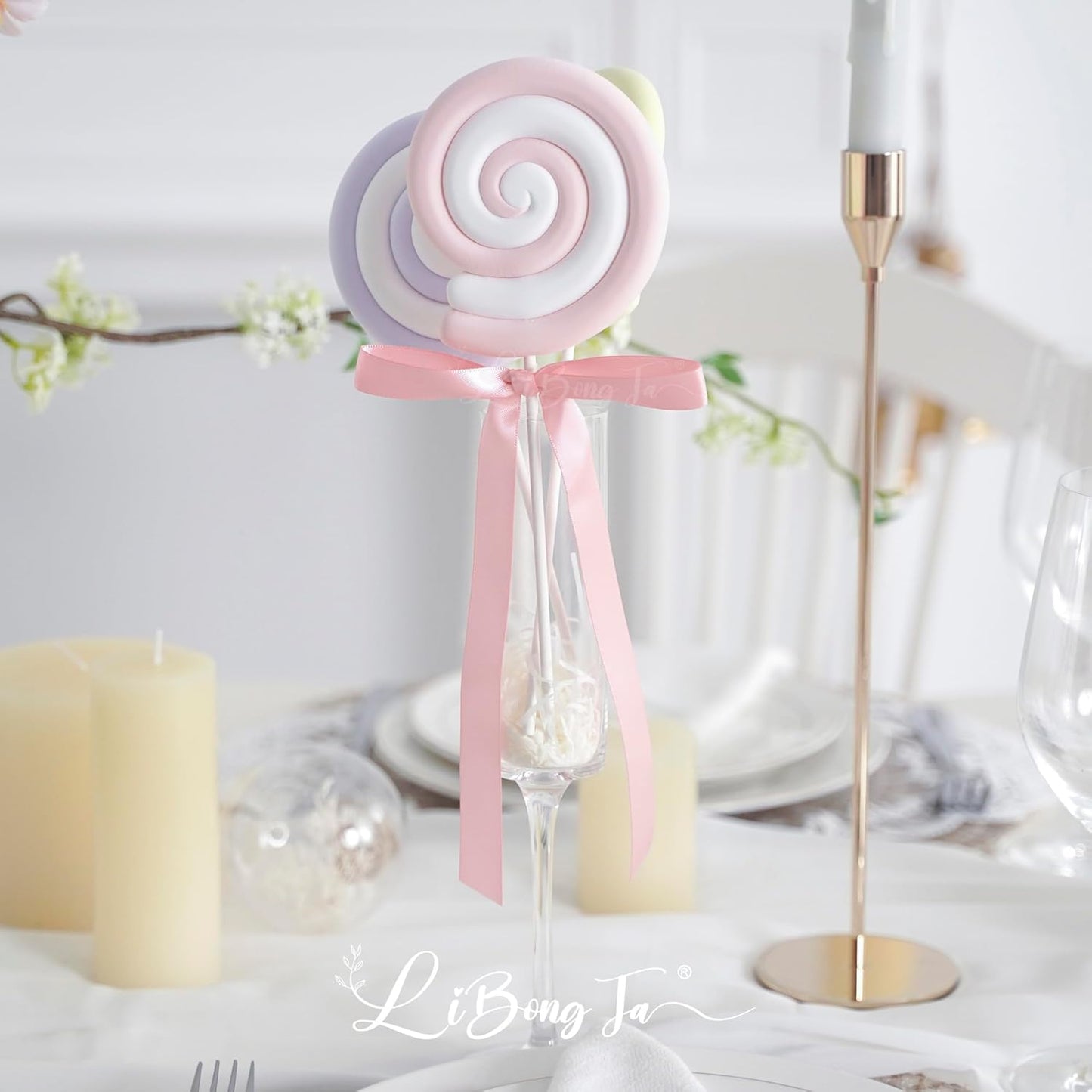 50 PCs Pink Bow 5 Inch Long Tail Bows for Gift Wrapping, Easter Bow Party Decorations, Twist Tie Bows, Satin Bows for Crafts, Premade Bows for Presents, Treat Bags, Bottles, Cakes