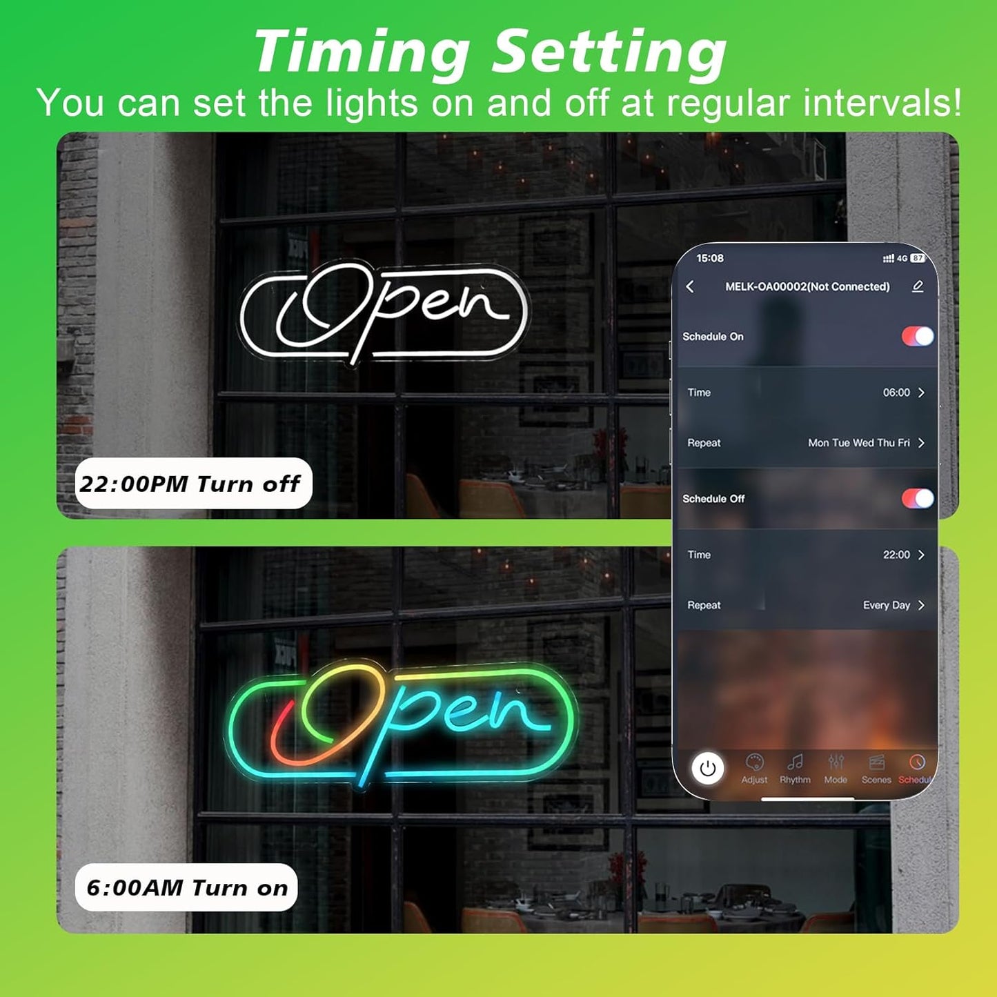 Ineonlife Open Neon Sign, Dream Colorful Open Controller Neon Light for Wall Display Sign Walls Window Door Bar Shop Coffee Salon Hotel Store with Remote Control & APP Control & USB Button Control