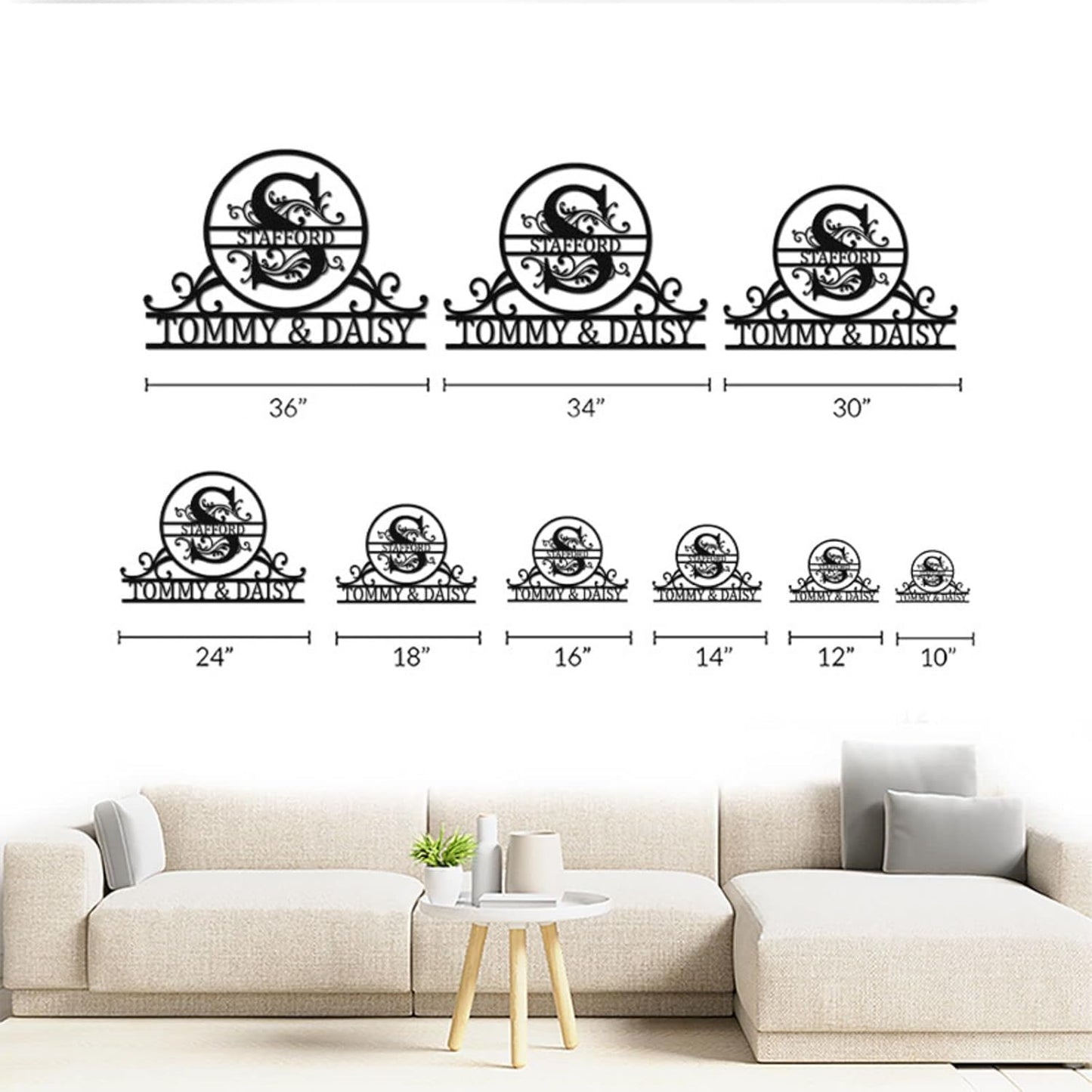 Personalized Metal Name Sign – Custom Last Name & Monogram Wall Décor for Home, Outdoor, or Office, Unique Metal Signs for Weddings, Housewarming, and Family Gifts